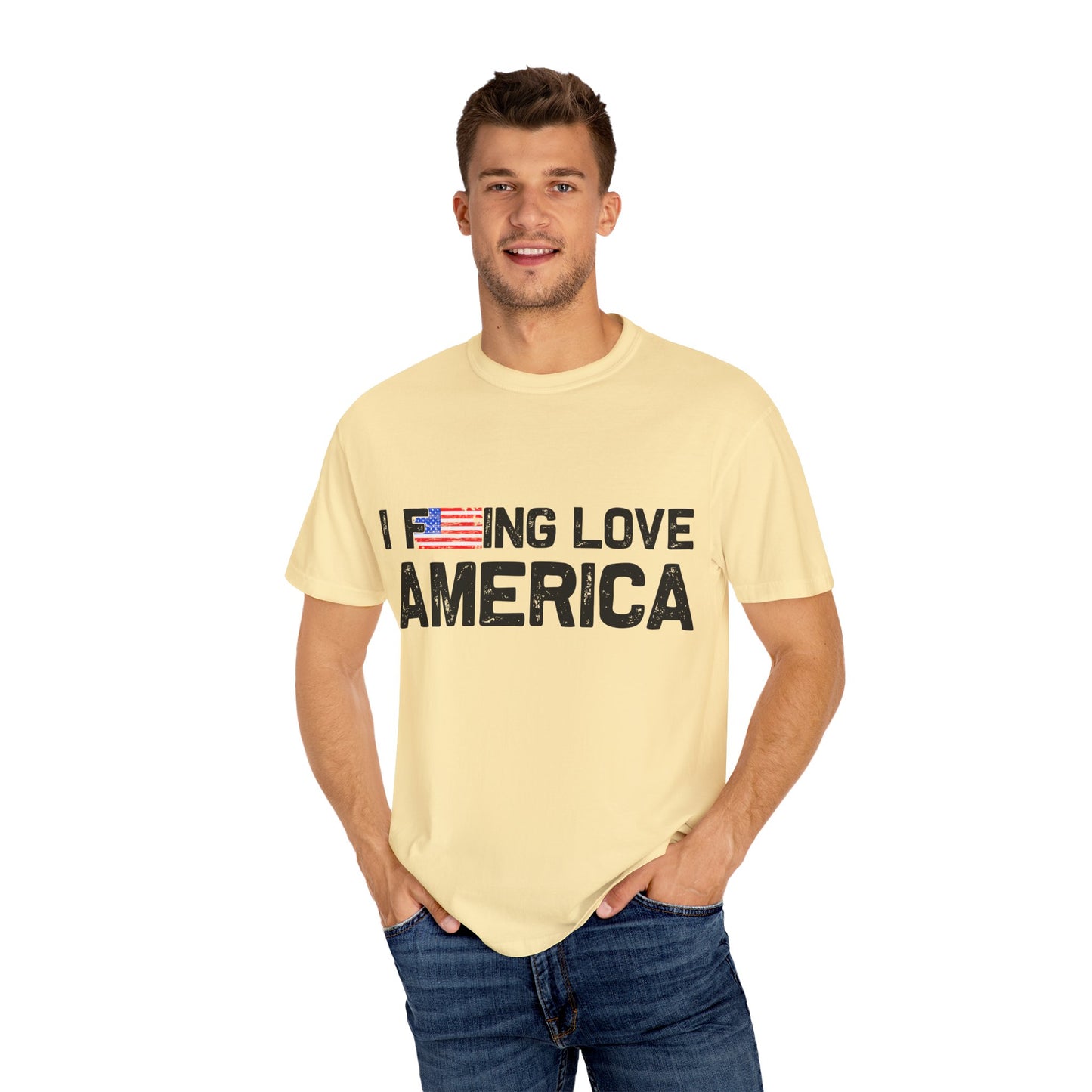 Unisex T-Shirt with Patriotic Love for America, Casual Tee, Independence Day Gift, Love America Shirt, Gift for Patriot - 13654