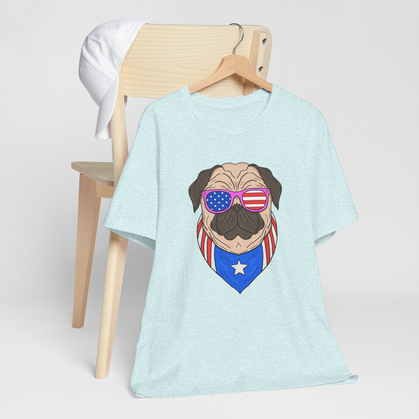 Patriotic Pug Tee, Independence Day T-Shirt, Dog Lovers Gift, Summer Casual Wear, Fun Family Outing Shirt - 13733