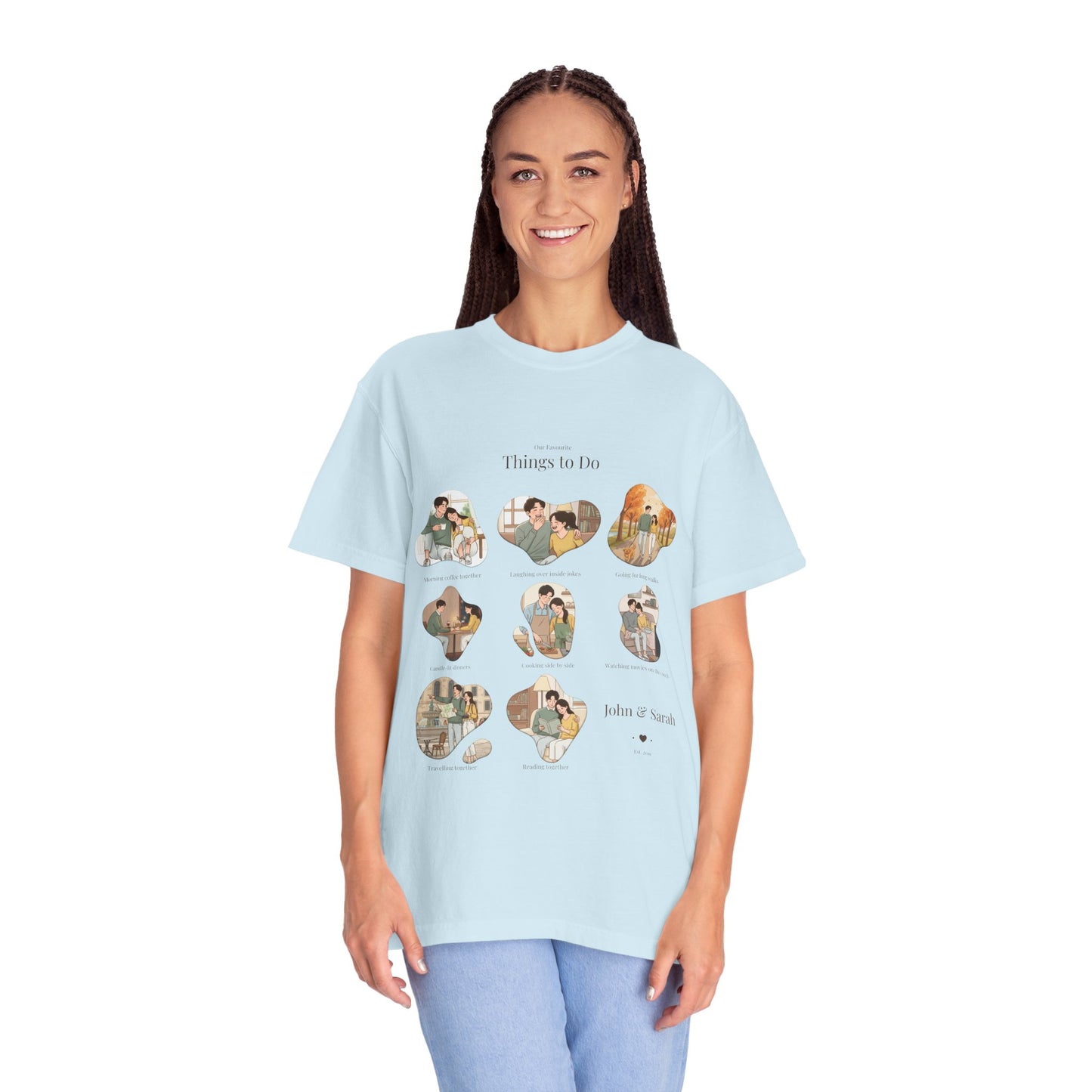 Our Favourite Things to Do Together – Personalised Valentine’s Illustration T-Shirt Gift - 14721
