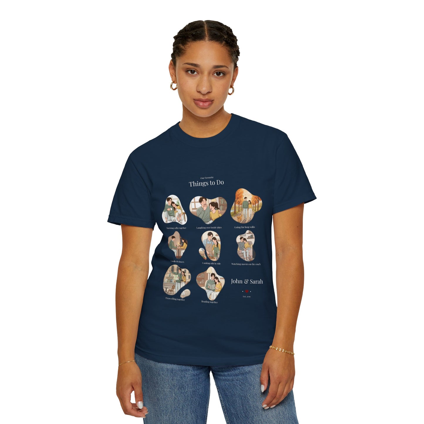 Our Favourite Things to Do Together – Personalised Valentine’s Illustration T-Shirt Gift - 14721