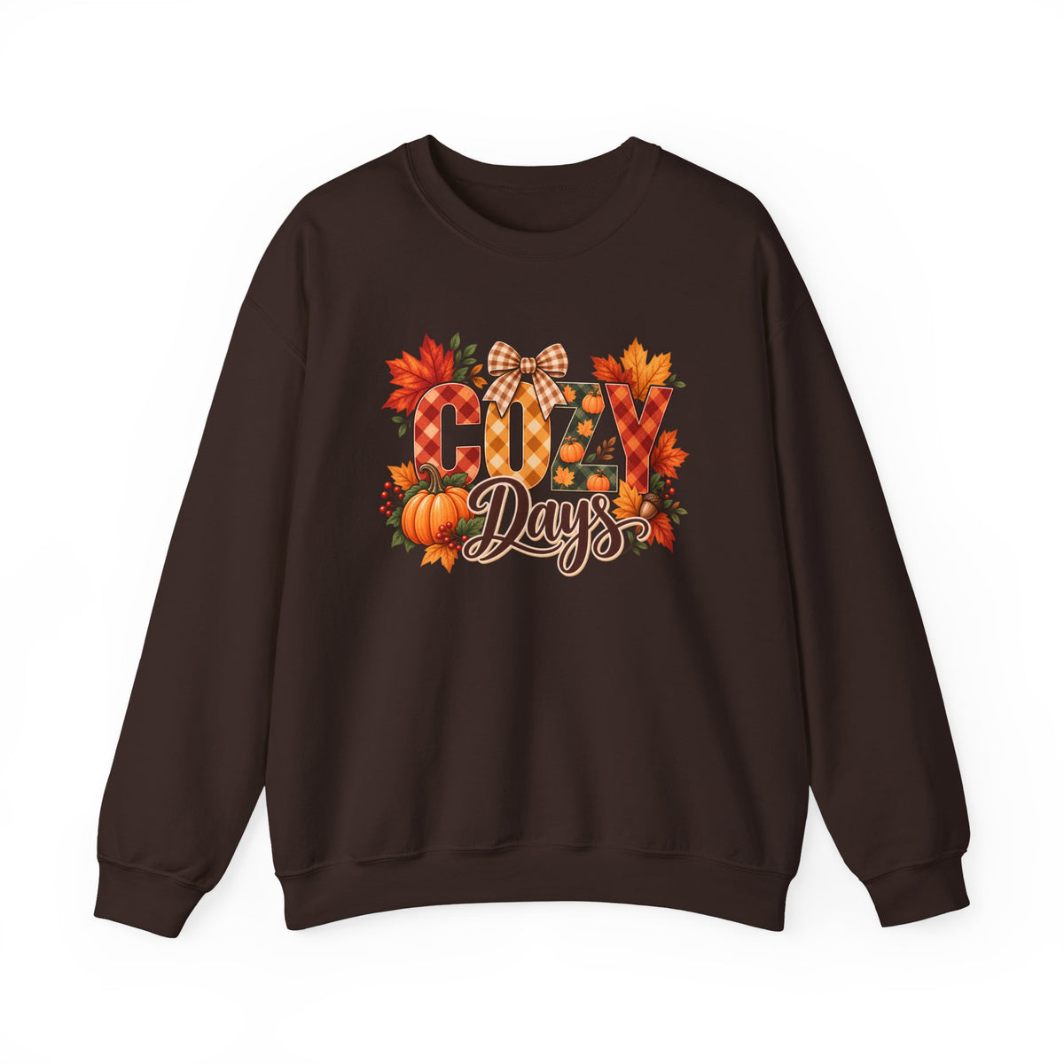 Cozy Days Sweatshirt,  Fall Pumpkin & Plaid Crewneck - 14525