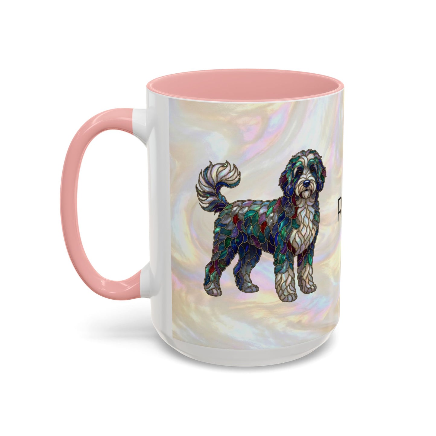 Portuguese Water Dog Accent Coffee Mug — Stained Glass Design (11/15oz) - 14655