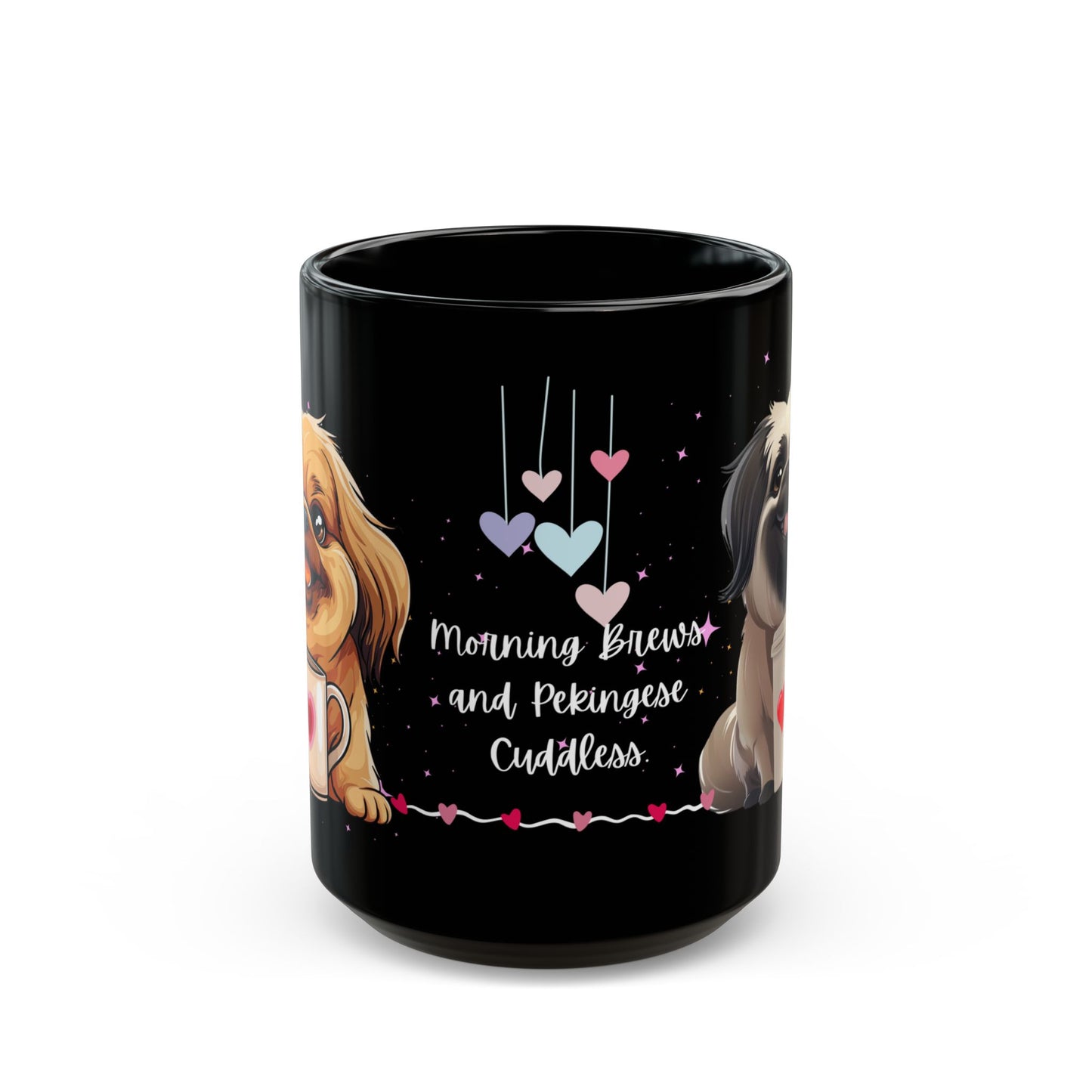 Morning Brews and Pekingese Cuddles - Black Mug (11oz, 15oz) - 10659