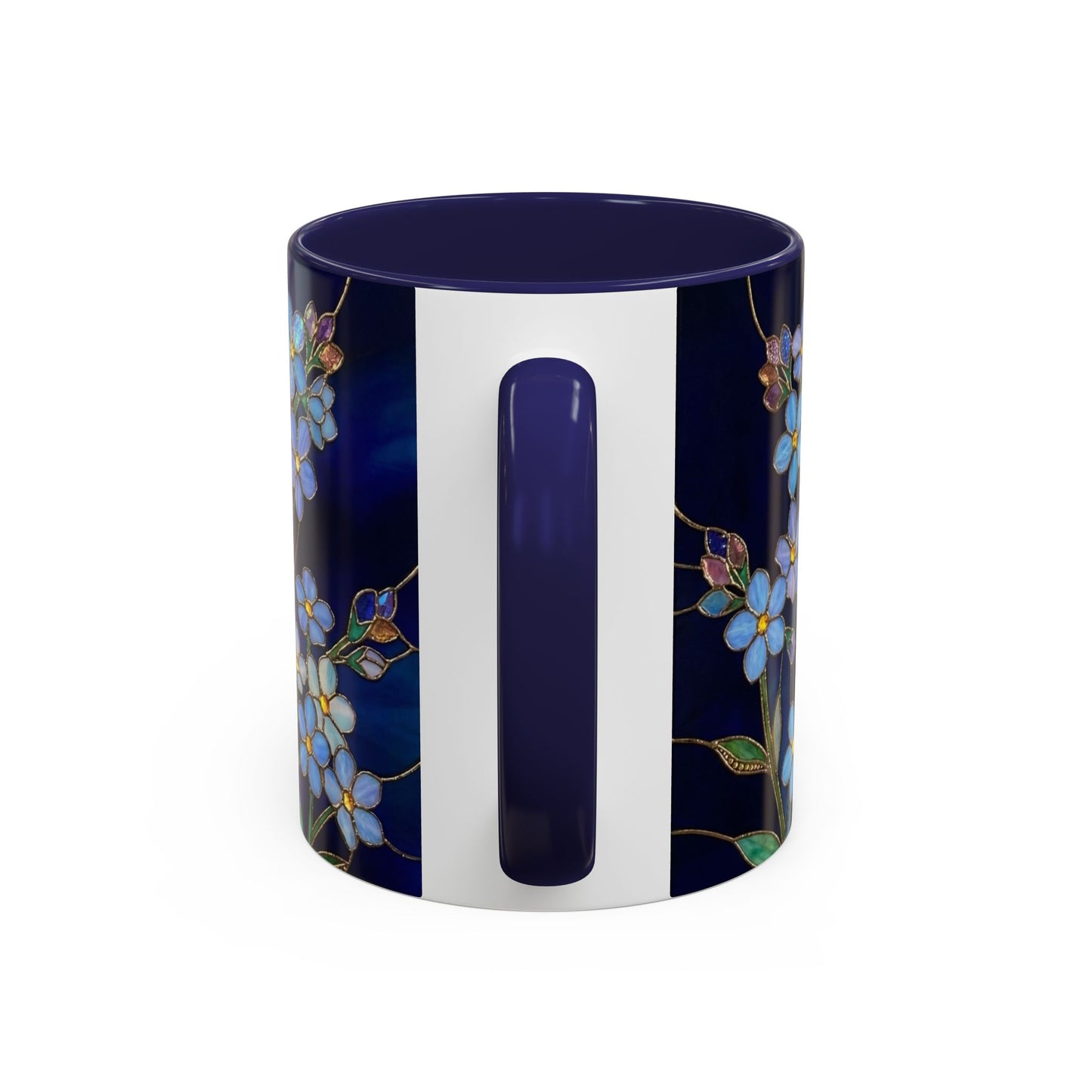 Forget-Me-Not Accent Coffee Mug — Stained Glass Design (11/15 oz) - 14564