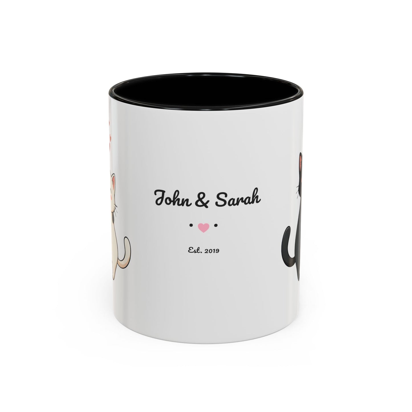 Cute Cats Personalized Mug — Custom Names & Established Date | Couple Valentine Gift (11oz / 15oz) - 14752