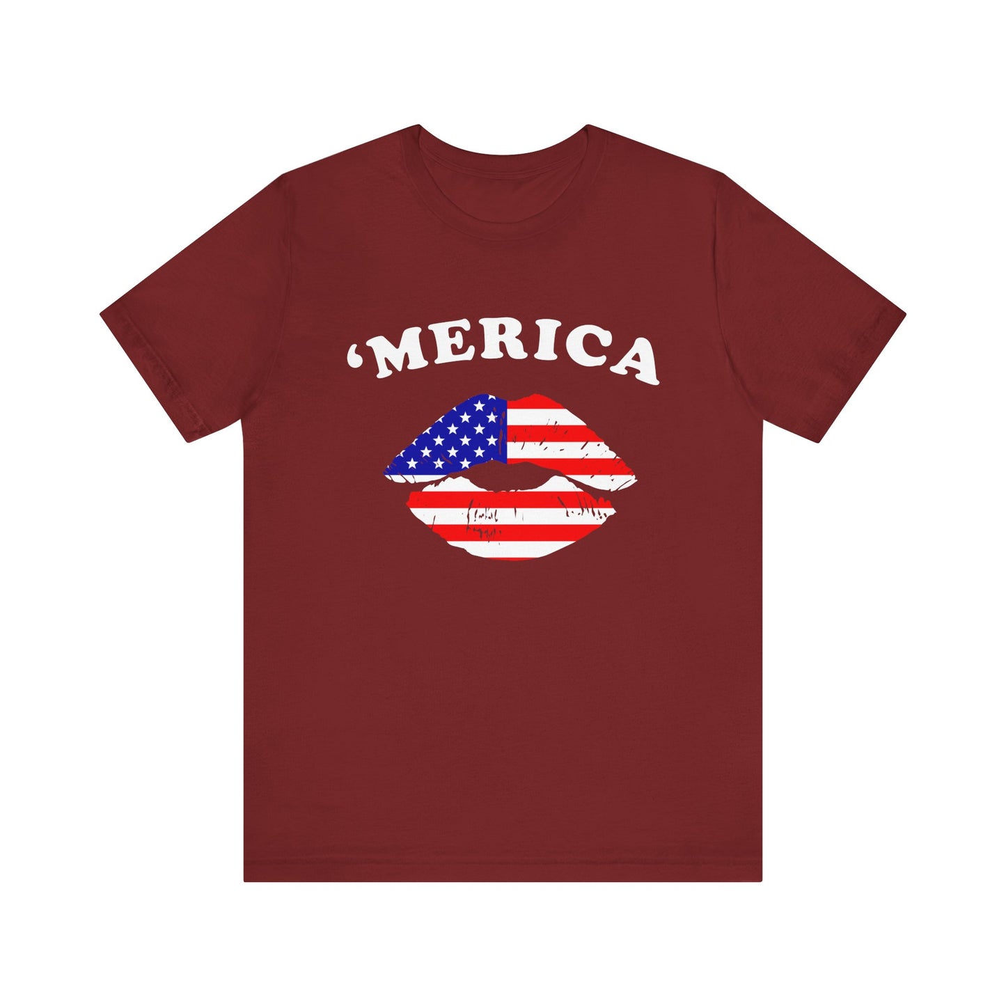 'Merica Unisex Jersey Tee, Patriotic Short Sleeve Shirt, USA Flag Design, Independence Day Apparel, Festival Wear, Summer Casual - 13519