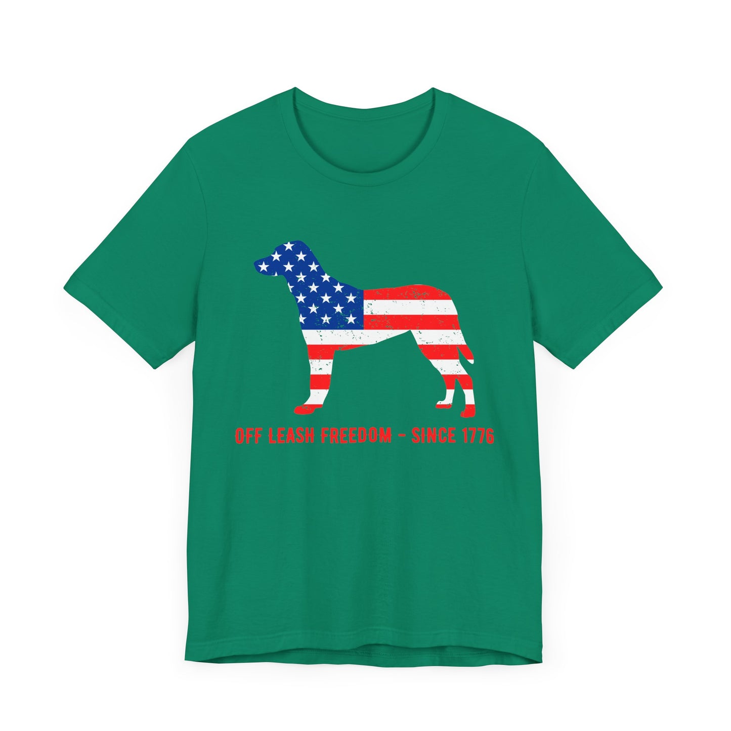 Patriotic Dog Lover Tee | Off Leash Freedom T-shirt, Dog Graphic Shirt, Fourth of July Gift, Casual Wear, Pet Lover Apparel - 13790