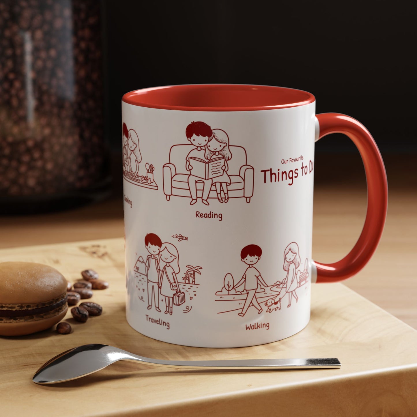Our Favorite Things to Do Valentine’s Mug – Cozy Couples Illustrated Accent Coffee Mug - 14706