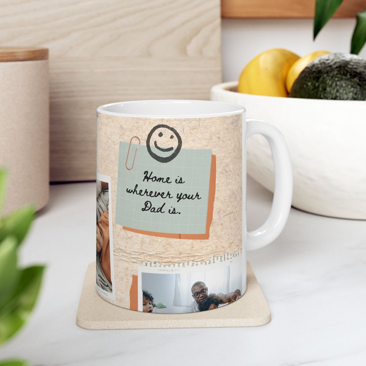 Home is Wherever Your Dad is, Ceramic Mug, Personalized Photo Coffee Cup - 14065