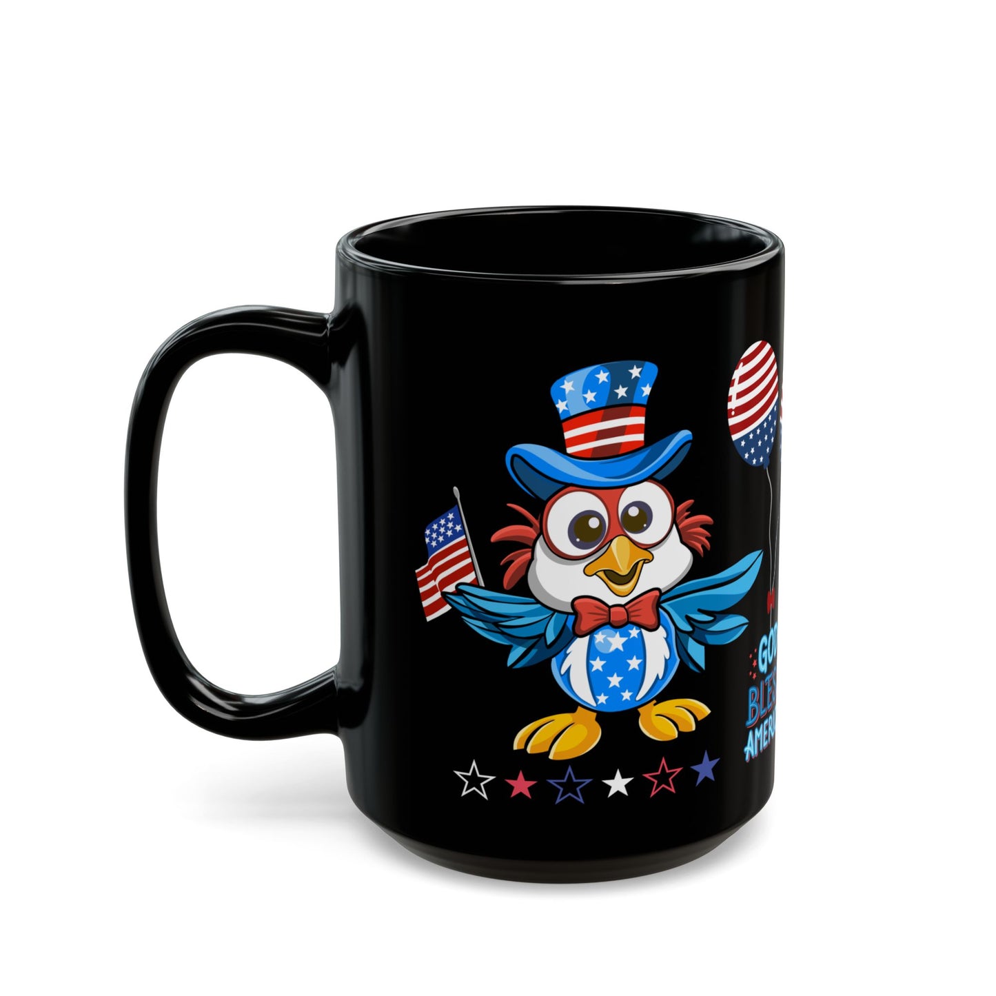 July 4, Patriotic Eagle - Black Mug (11oz, 15oz) - 10577