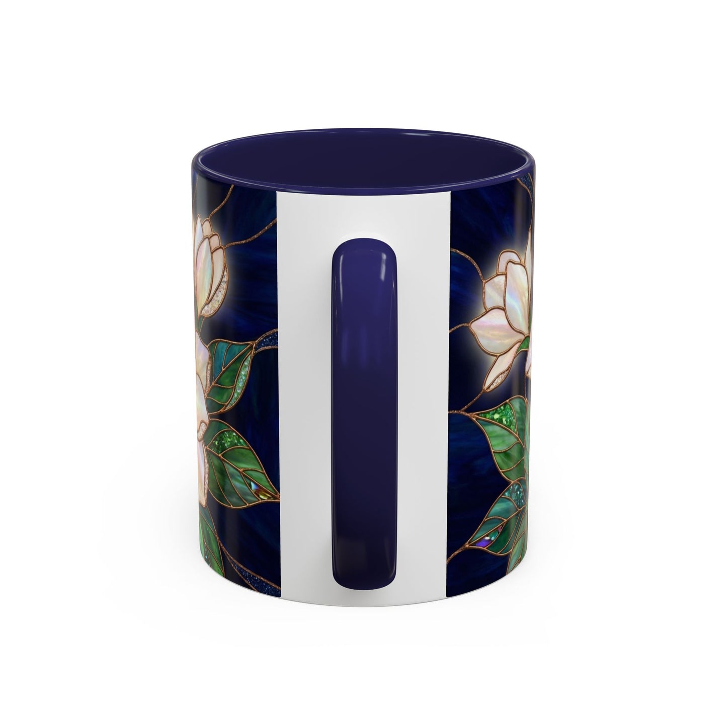 Gardenia Floral Accent Coffee Mug  - Stained-Glass Design (11/15oz) - 14567