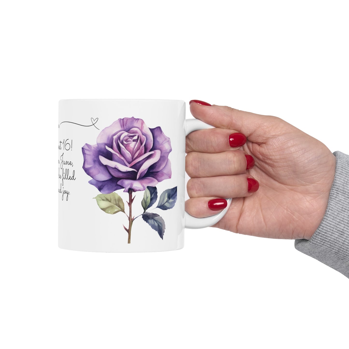 Sweet 16, June, Roses, Customized Ceramic Mug, (11oz, 15oz)