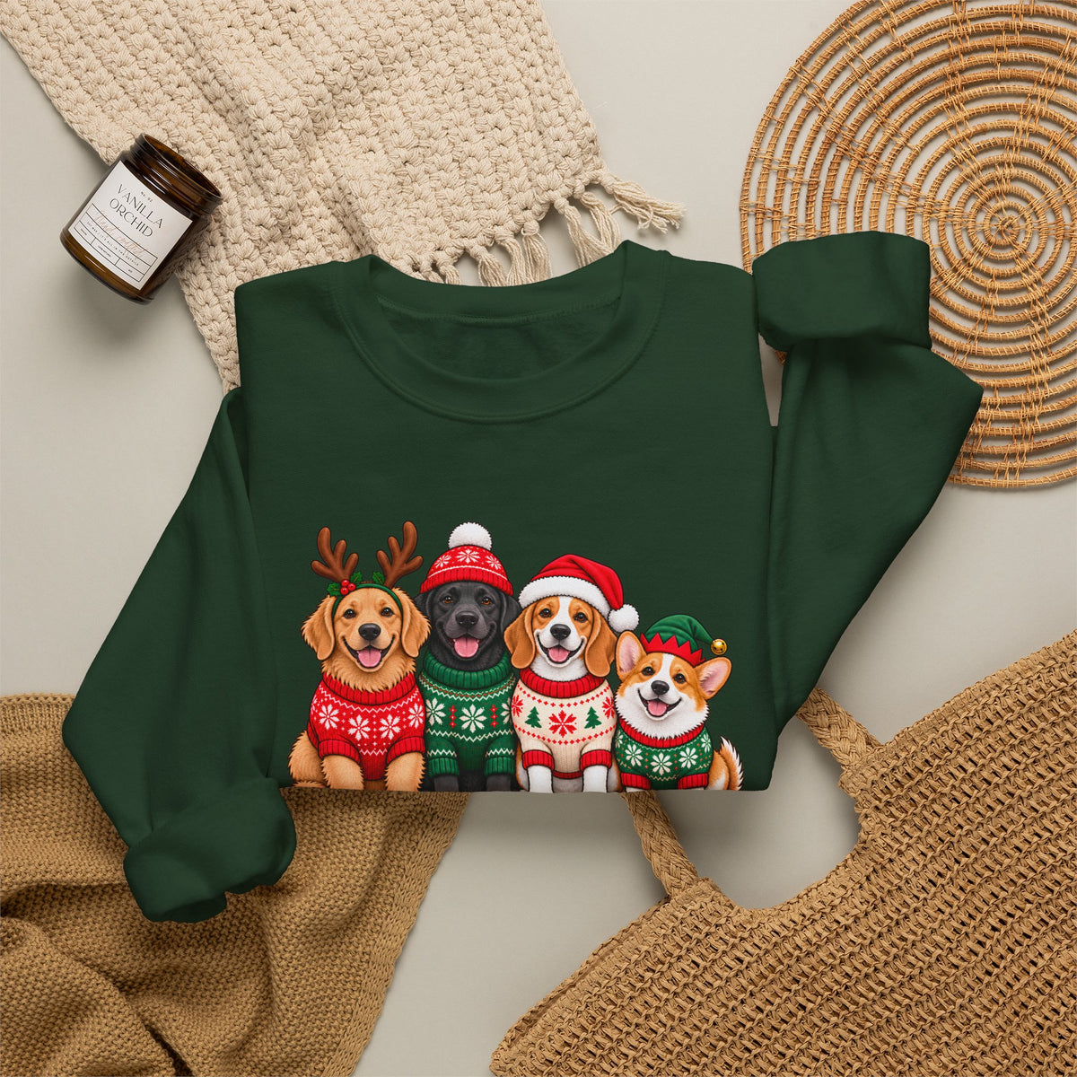 Pawsome Christmas Sweatshirt,  Cute Festive Dogs Crewneck - 14558