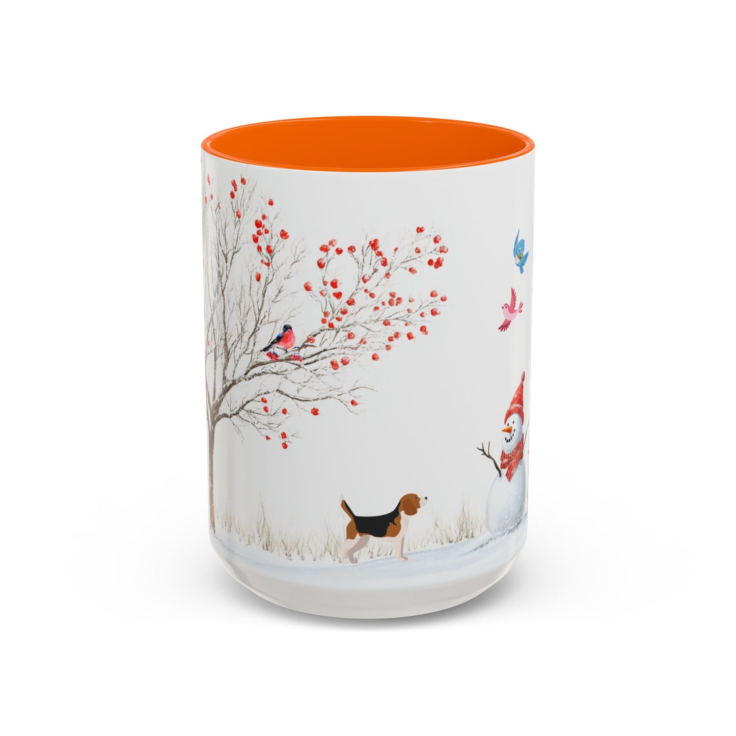 Winter Tree, Snowman & Puppy - Accent Coffee Mug (11, 15oz) - 10406