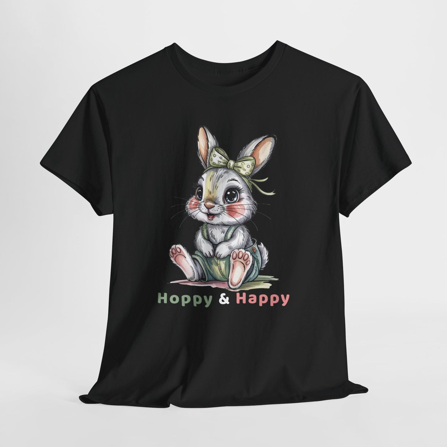Cute Bunny T-Shirt – “Hoppy & Happy” Easter Rabbit Tee Gift for Kids & Adults - 14848
