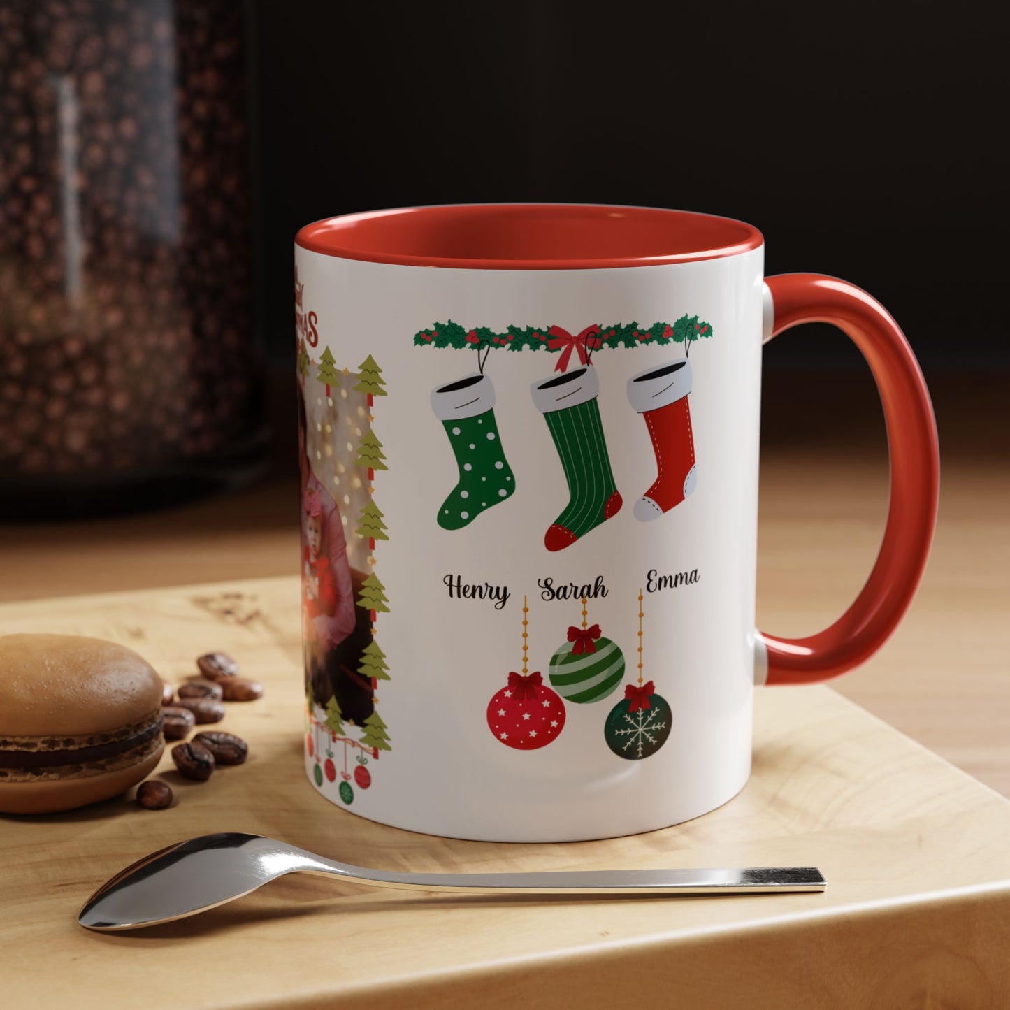 Christmas, Family Photo, Customizable, Accent Coffee Mug (11, 15oz)