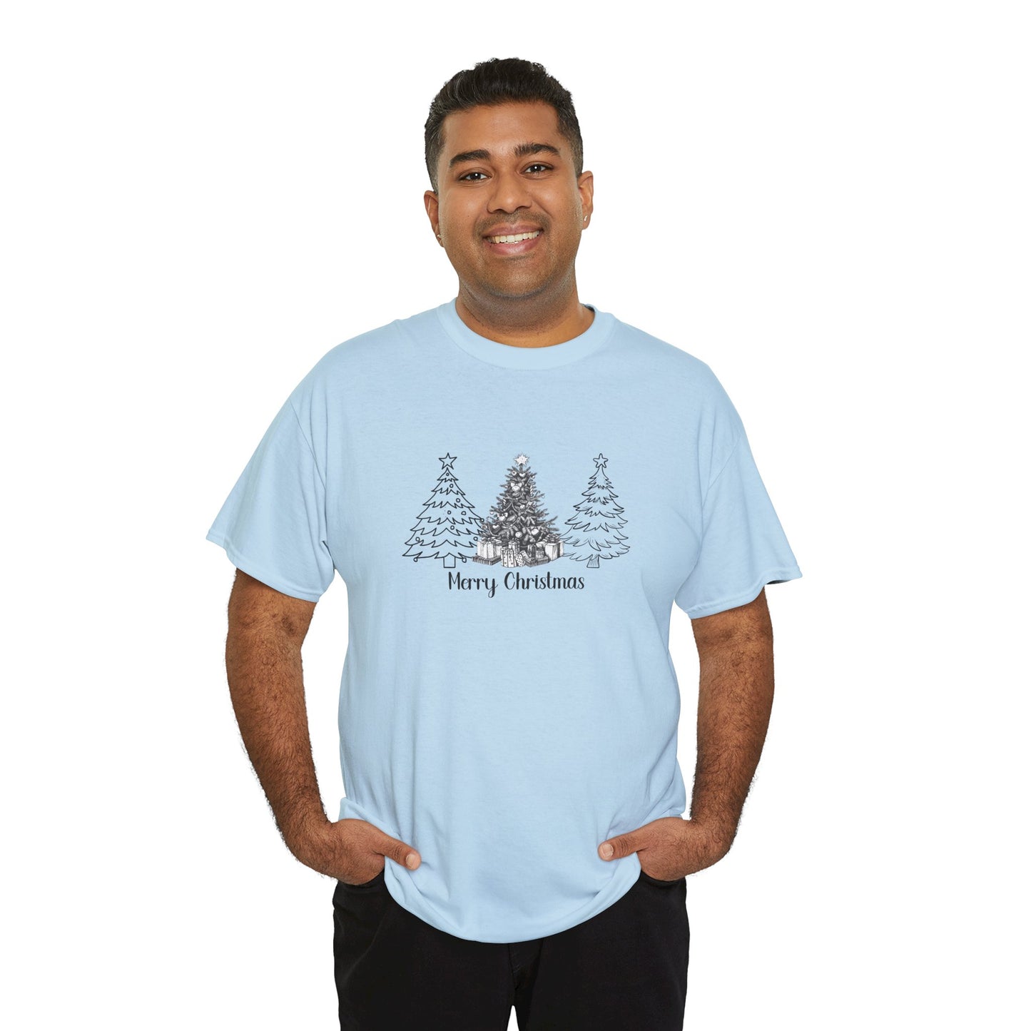 Merry Christmas, Trees - Unisex Heavy Cotton Tee - 10112