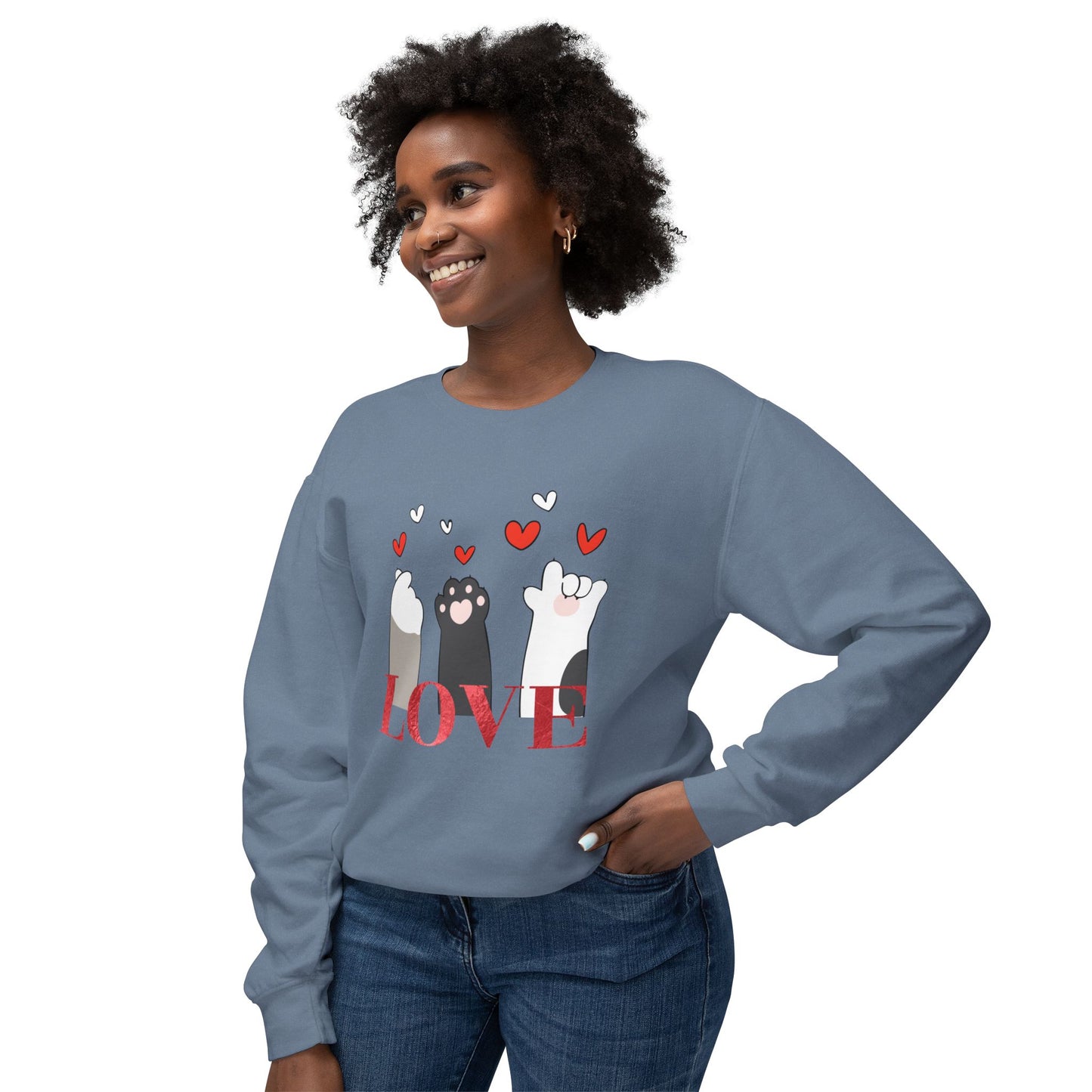 Pet's Paws, Love - Unisex Lightweight Crewneck Sweatshirt - 11477