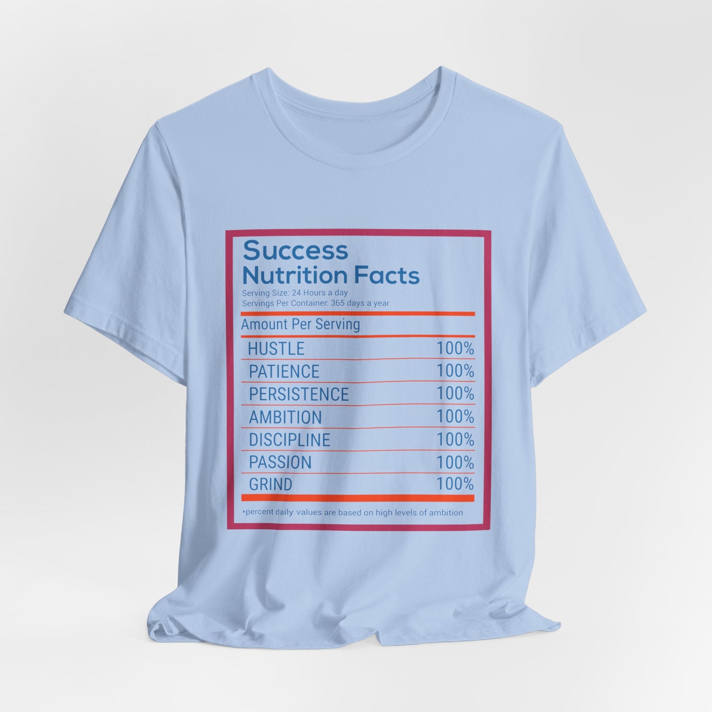 Motivational: Success Nutrition Facts - Unisex Jersey Short Sleeve Tee