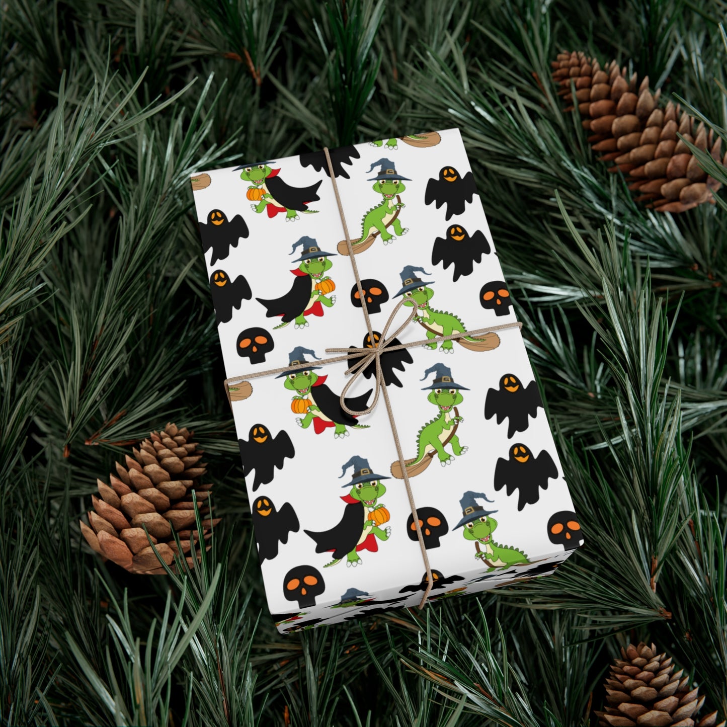Green Dinosaur Witch  - Gift Wrap Papers - 13989