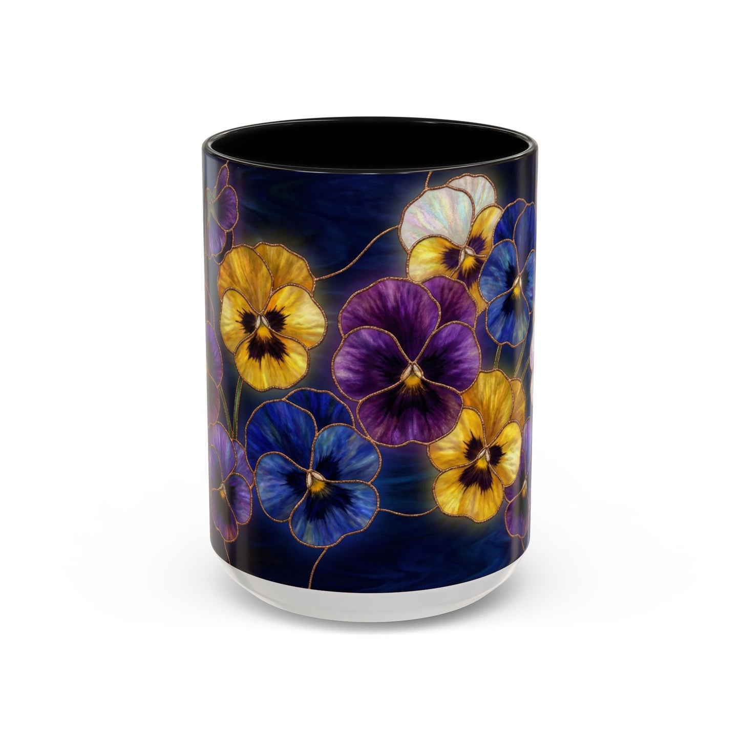 Pansy Floral Accent Coffee Mug — Stained Glass Design (11/15oz) - 14544