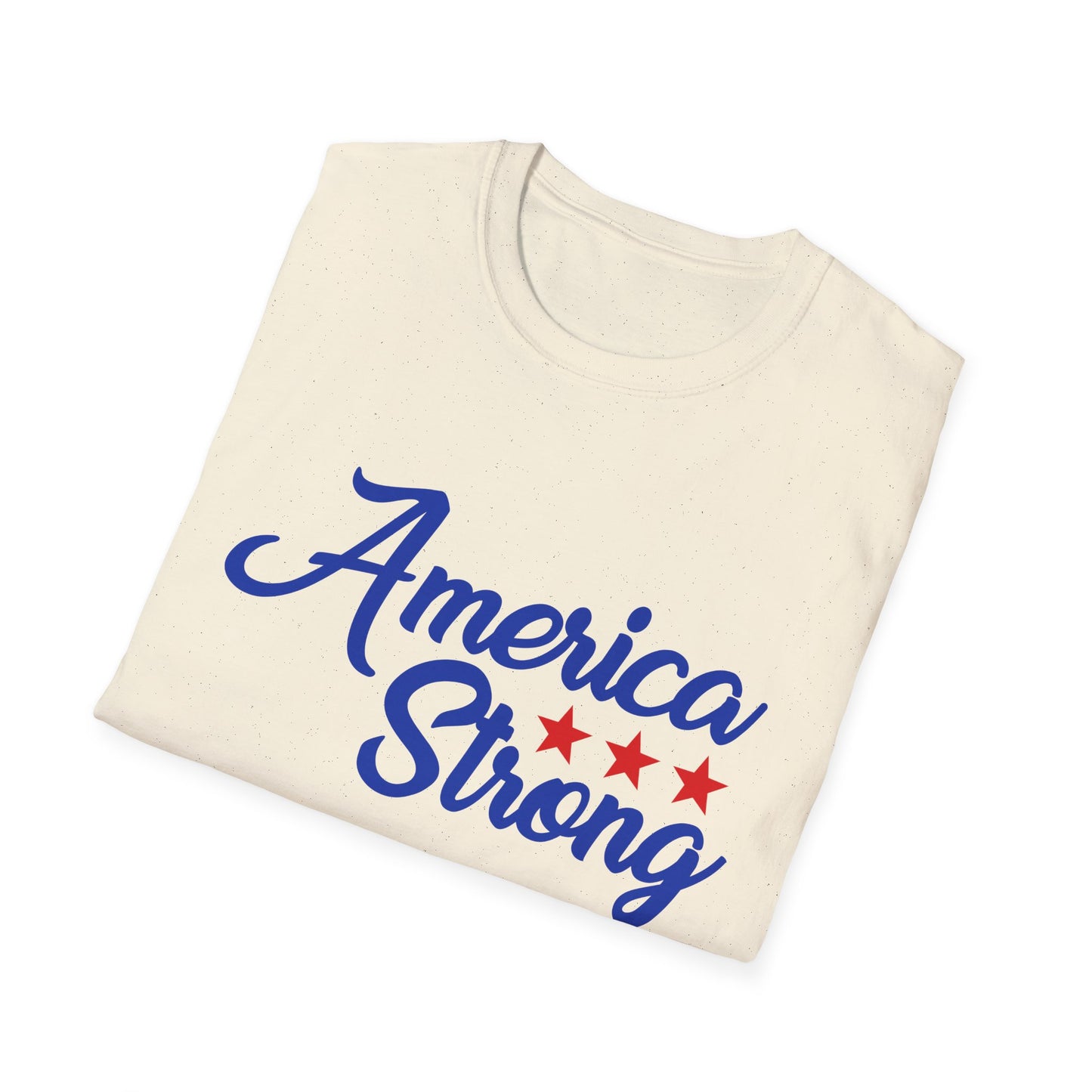 America Strong Unisex Softstyle T-Shirt - Patriotic Tee for BBQs, Memorial Day, 4th of July, Gift for Him/Her, Casual Wear - 13694