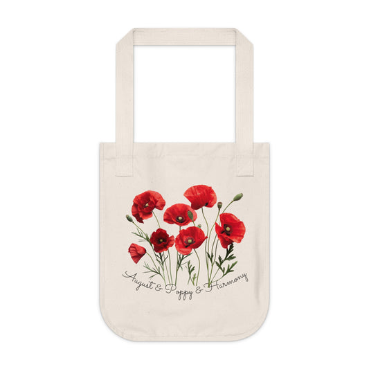 Happy Birthday August, Poppy - Customized Organic Canvas Tote Bag