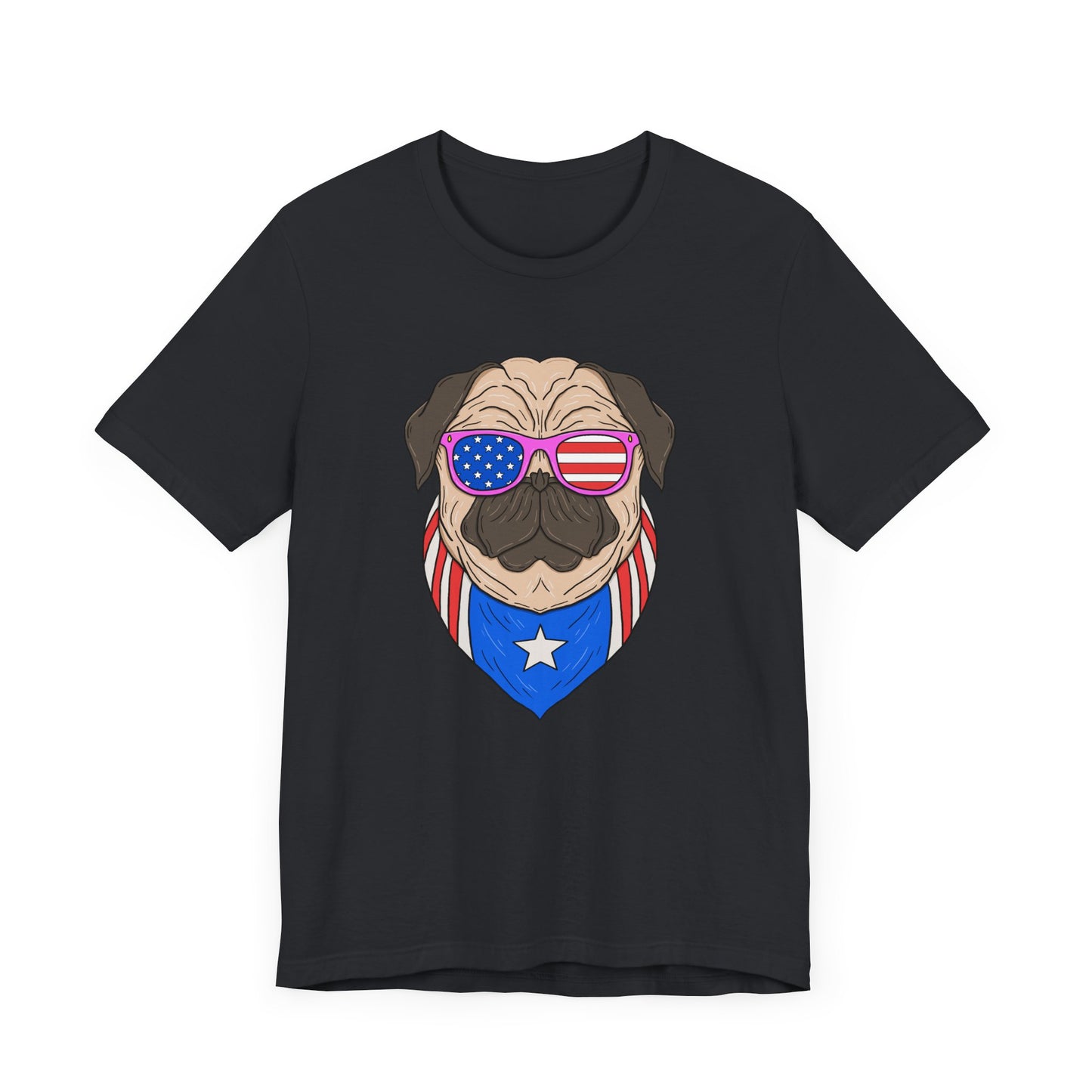 Patriotic Pug Tee, Independence Day T-Shirt, Dog Lovers Gift, Summer Casual Wear, Fun Family Outing Shirt - 13733