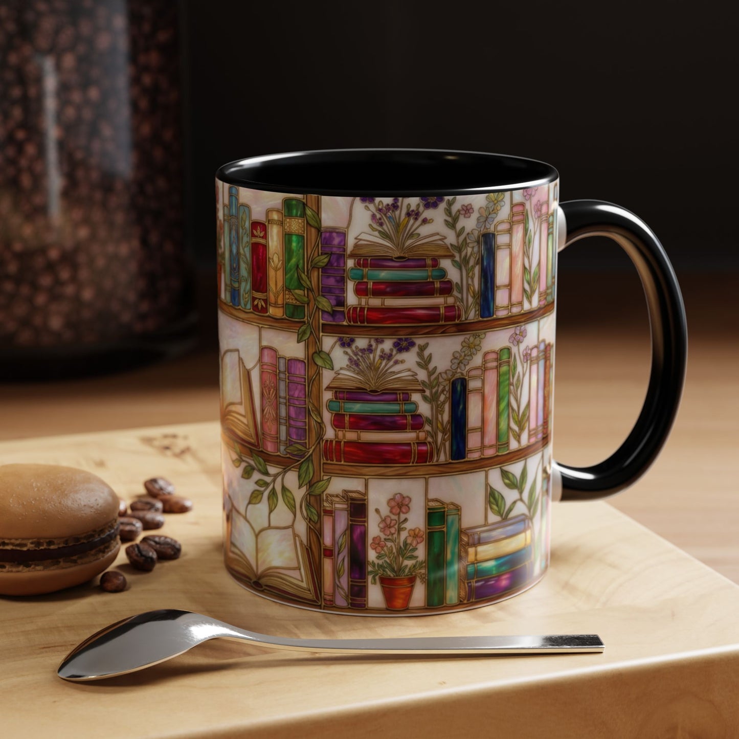 Bookish Accent Coffee Mug — Stained Glass Design (11/15 oz) - 14528