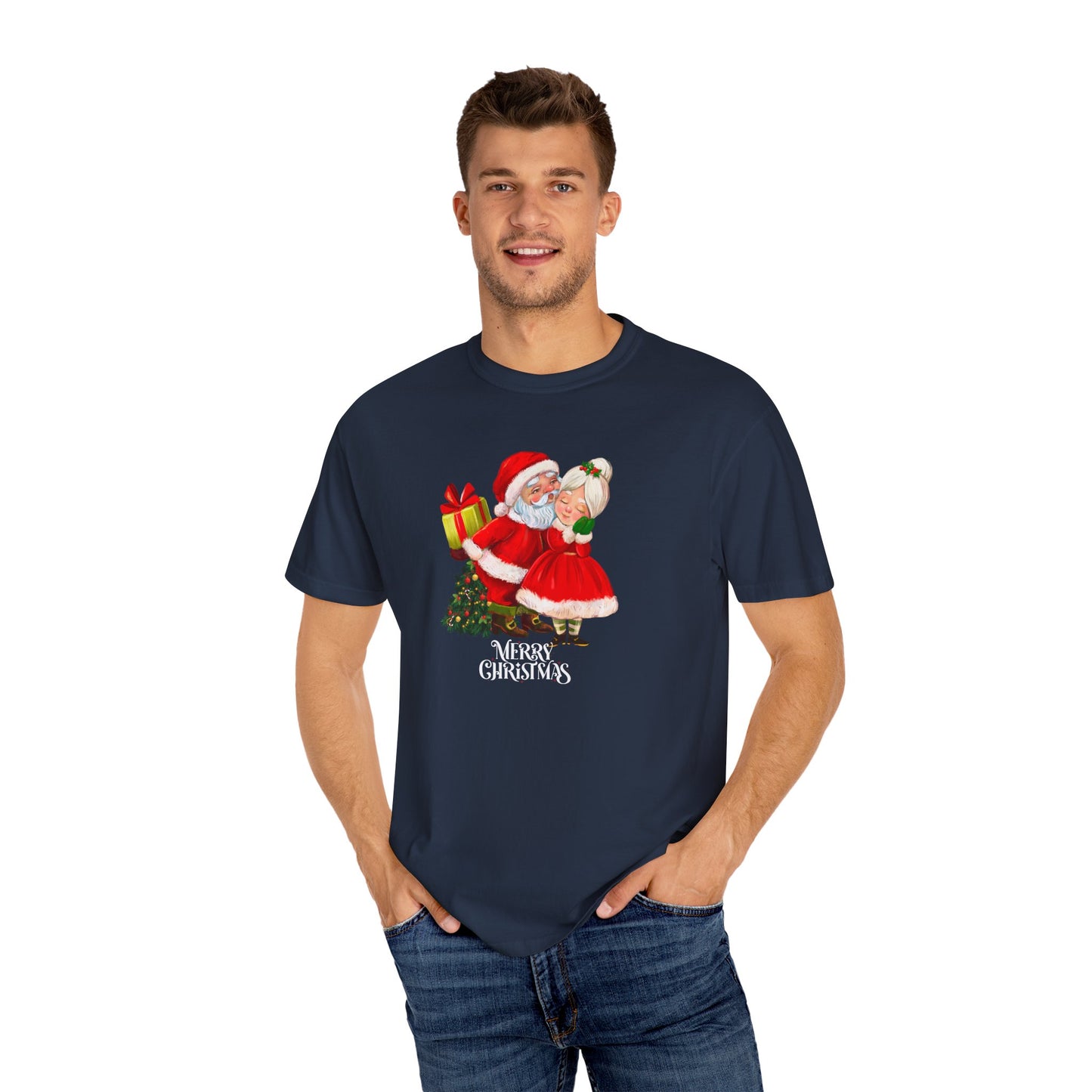 Santa & His Partner - Unisex Garment-Dyed T-shirt - 10025