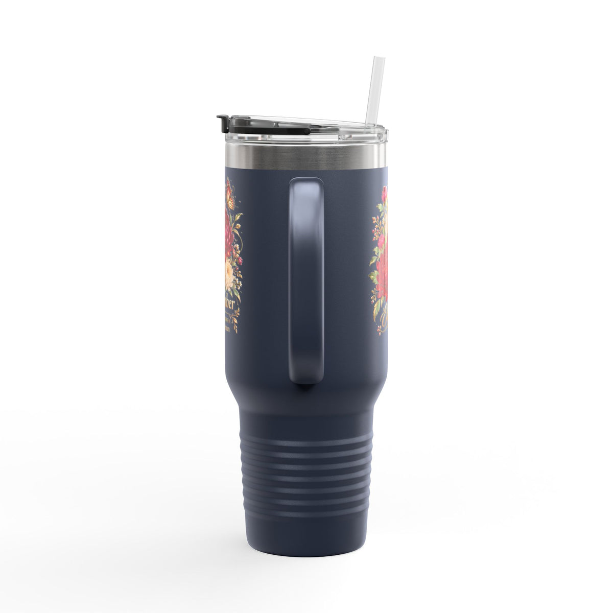 November Birth Flower 40oz Tumbler, Personalized Chrysanthemum Travel Mug - 14551