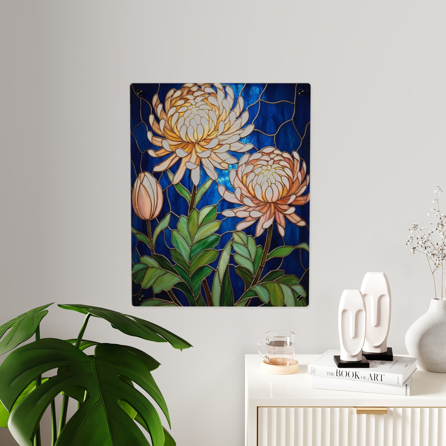 Chrysanthemum Acrylic Wall Art Panel — Floral Botanical Home Décor - 14609