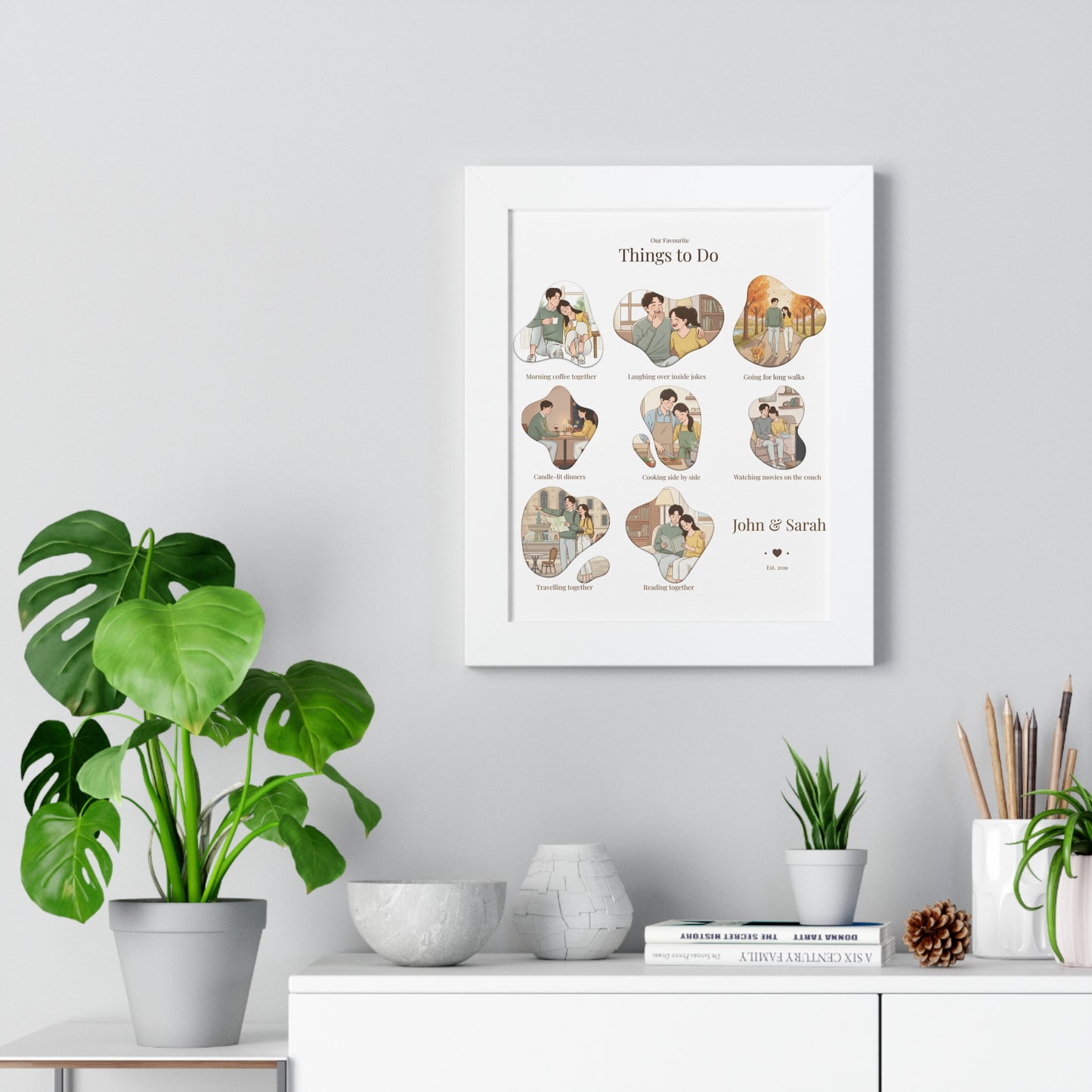 Framed Poster – “Our Favourite Things to Do” Personalized Couple Print | Valentine’s Gift - 14709