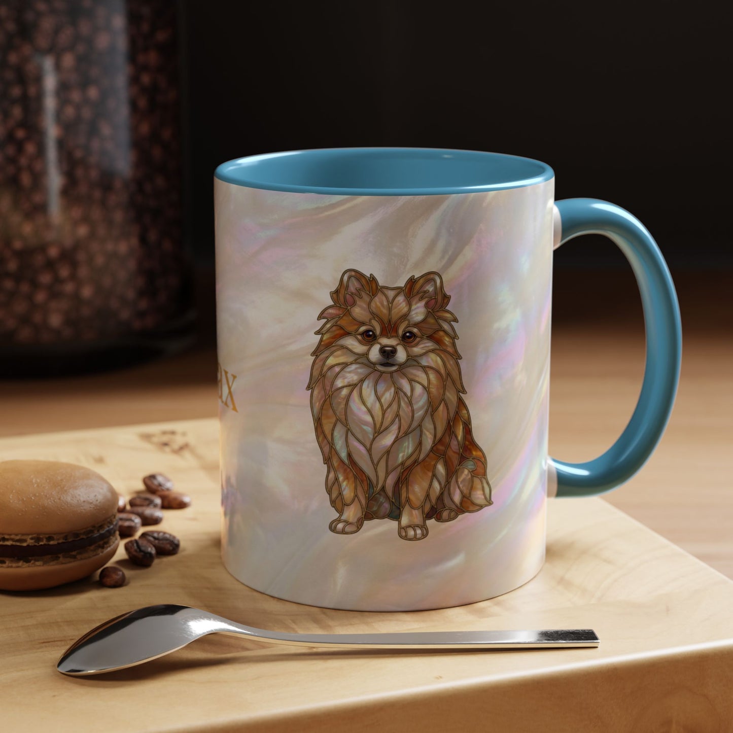 Pomeranian Accent Coffee Mug — Stained Glass Design (11/15oz) - 14638
