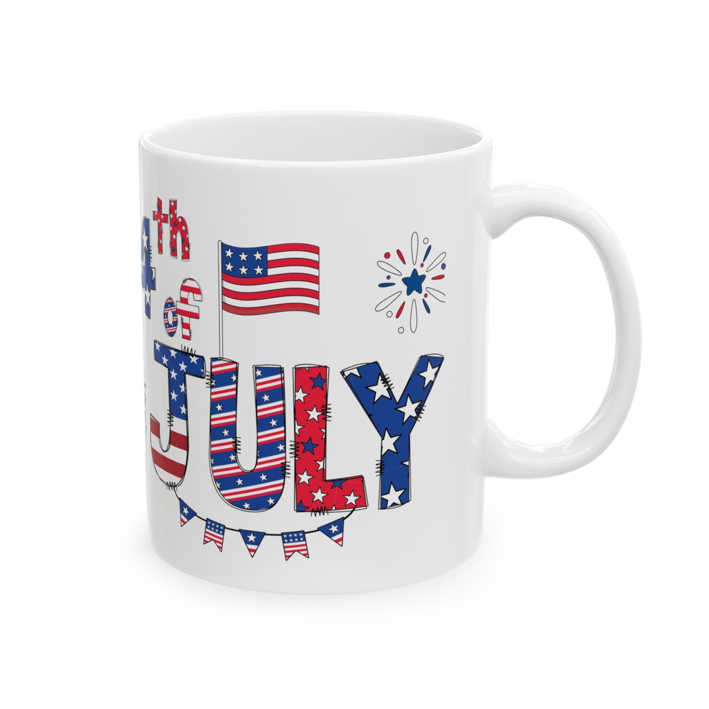 July 4, Eagle - Ceramic Mug, (11oz, 15oz)