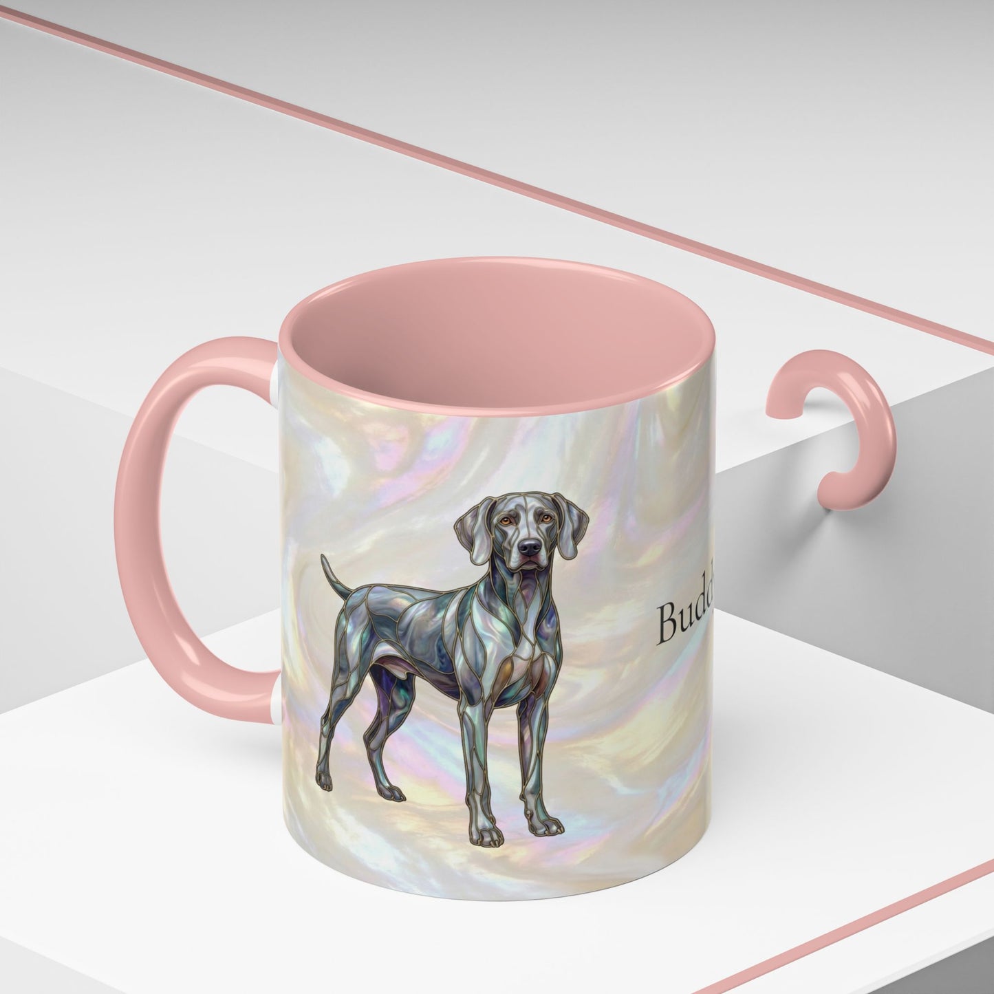 Weimaraner Accent Coffee Mug – Stained Glass Design 11/15oz - 14649