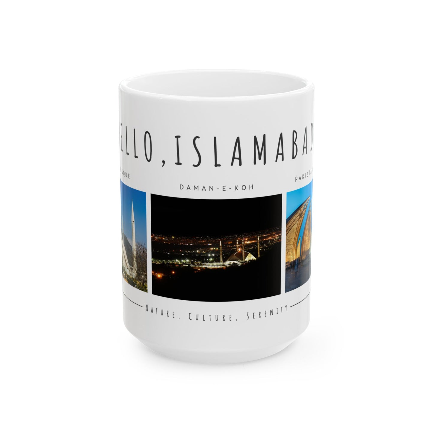 Hello Islamabad Ceramic Mug - 11oz & 15oz Coffee Cup with Scenic City Views - 12212