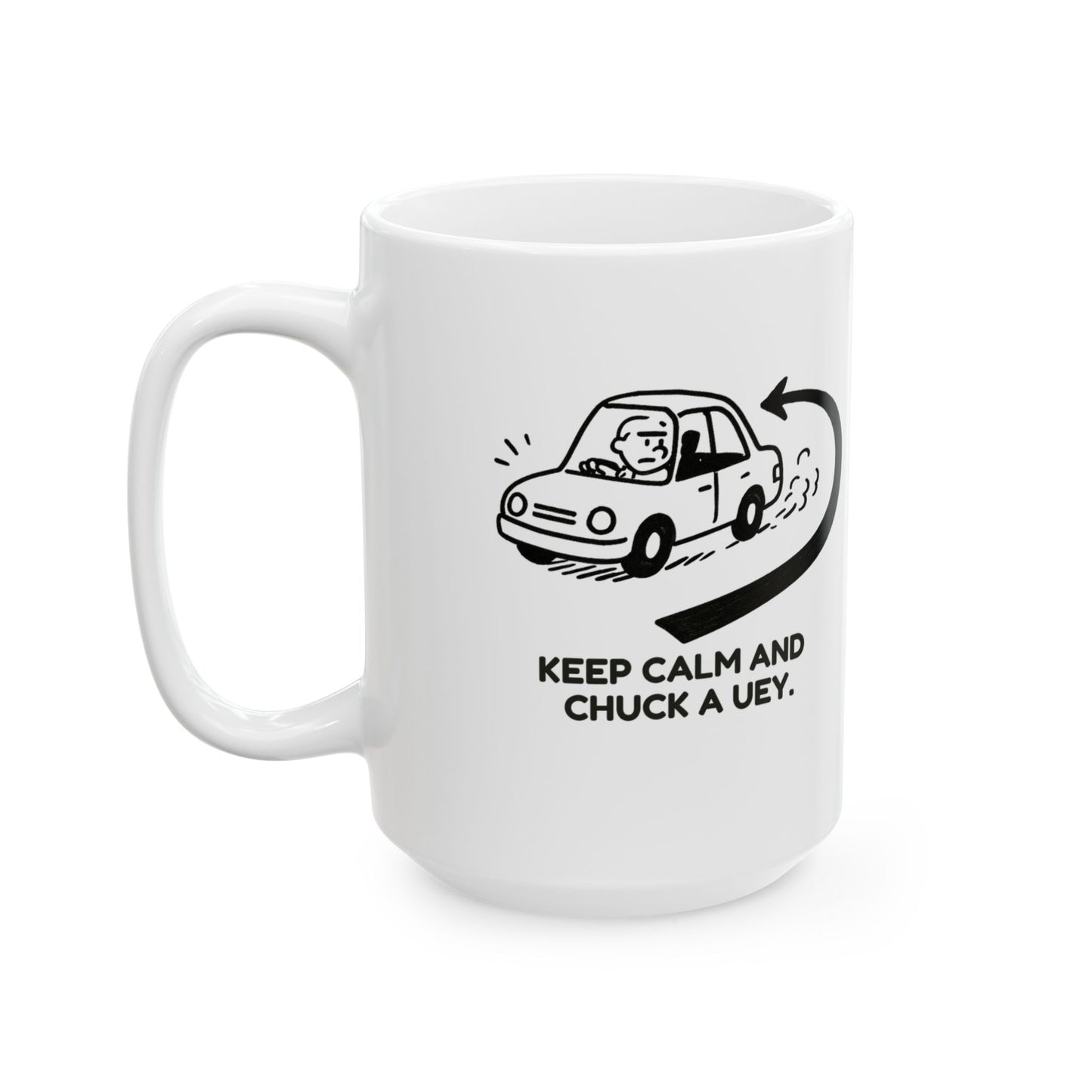 “Keep calm and chuck a Uey.”  (When life changes direction fast.) Coffee Mug - 13947
