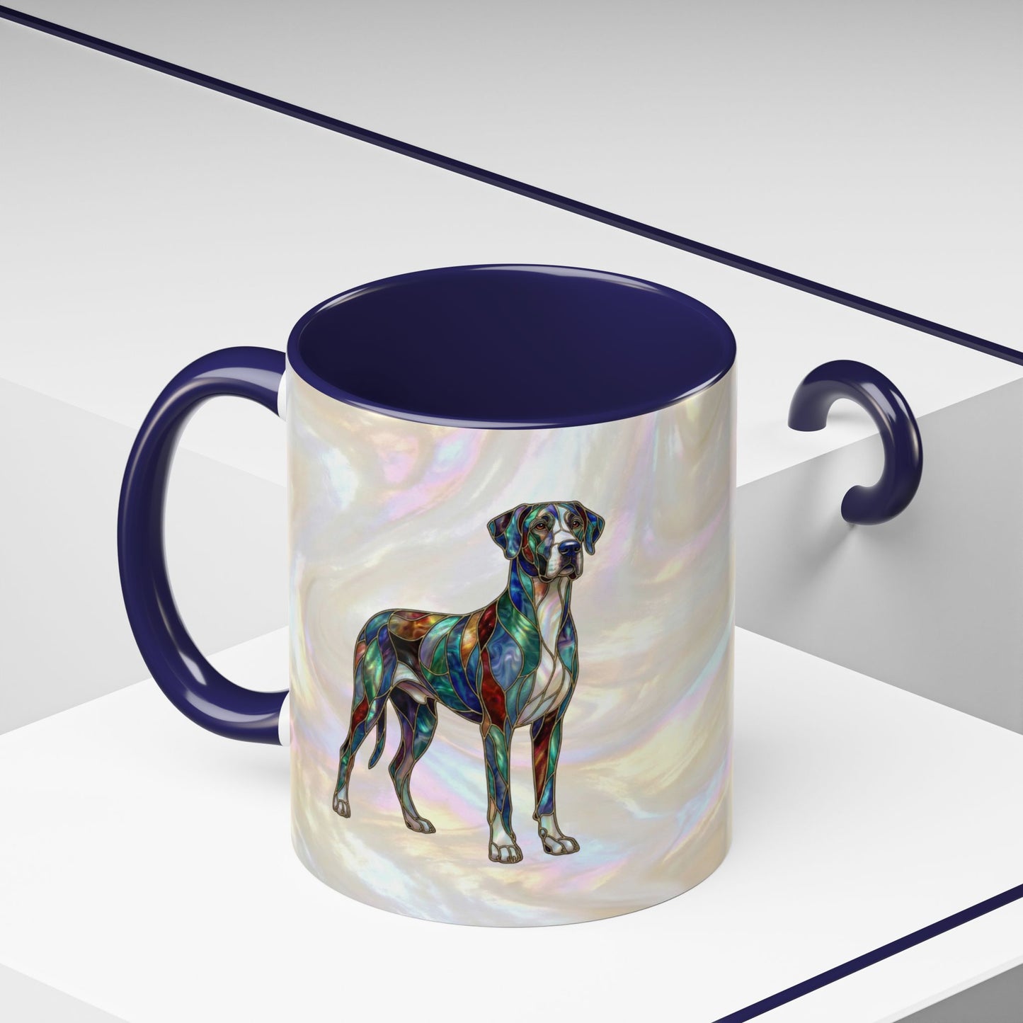 Personalized Great Dane Dog Mug — Stained Glass Design (11/15 oz) - 14550
