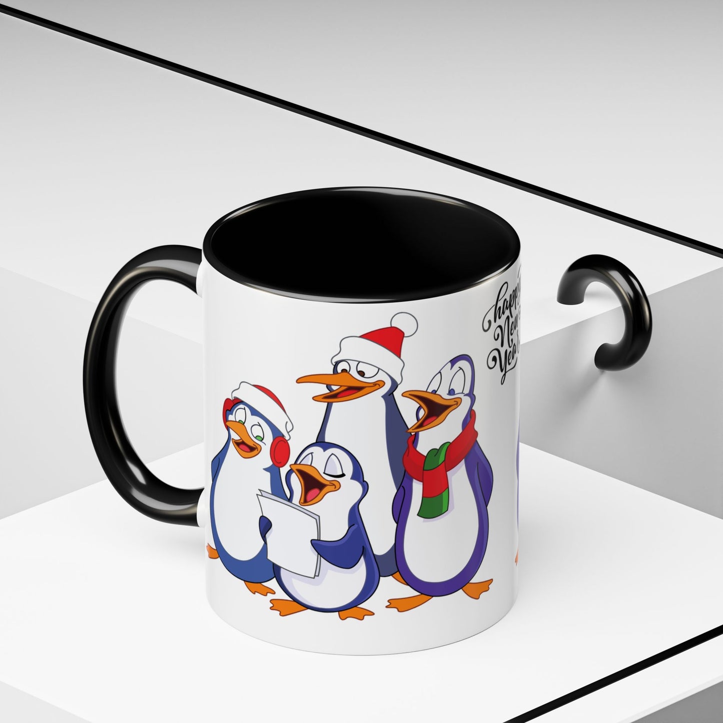 Penguins, Happy New Year - Accent Coffee Mug (11, 15oz) - 10291