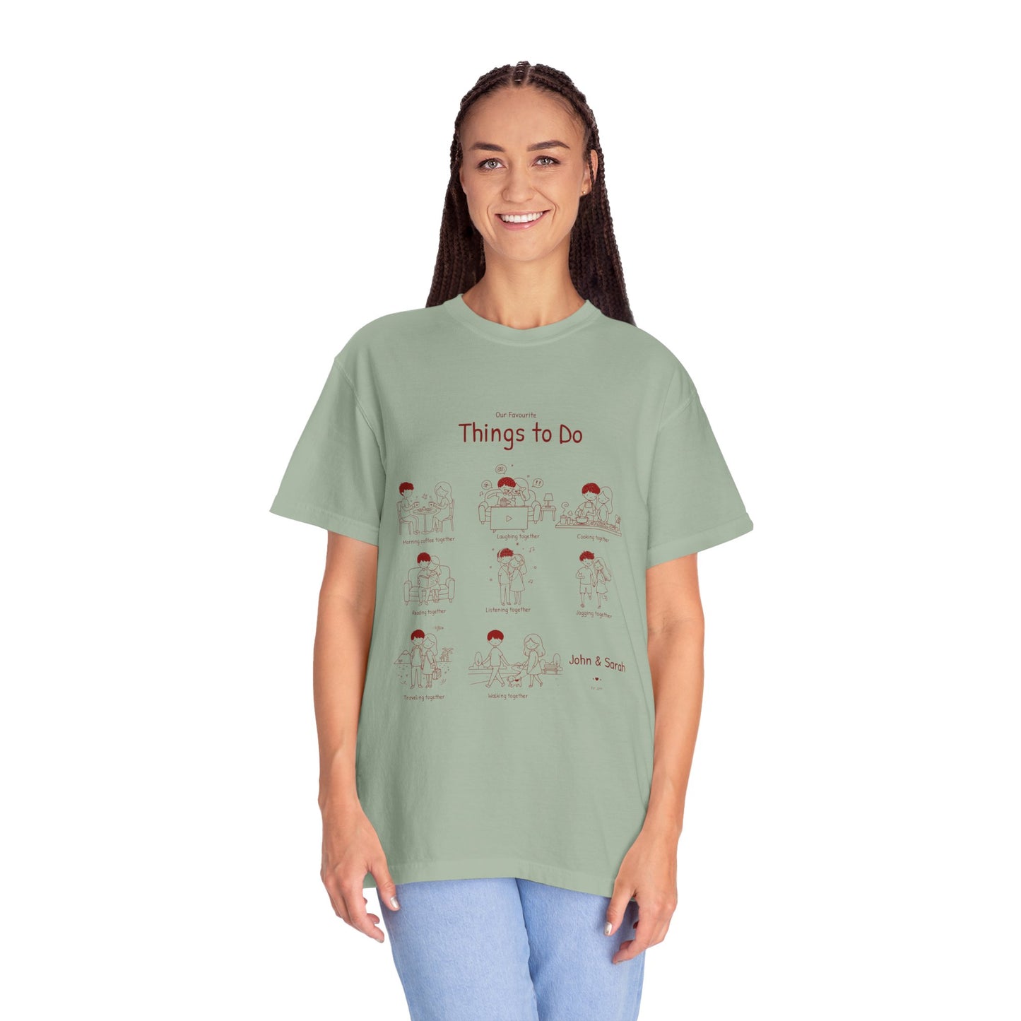 Our Favourite Things to Do Together – Personalised Valentine’s Illustration T-Shirt Gift - 14724
