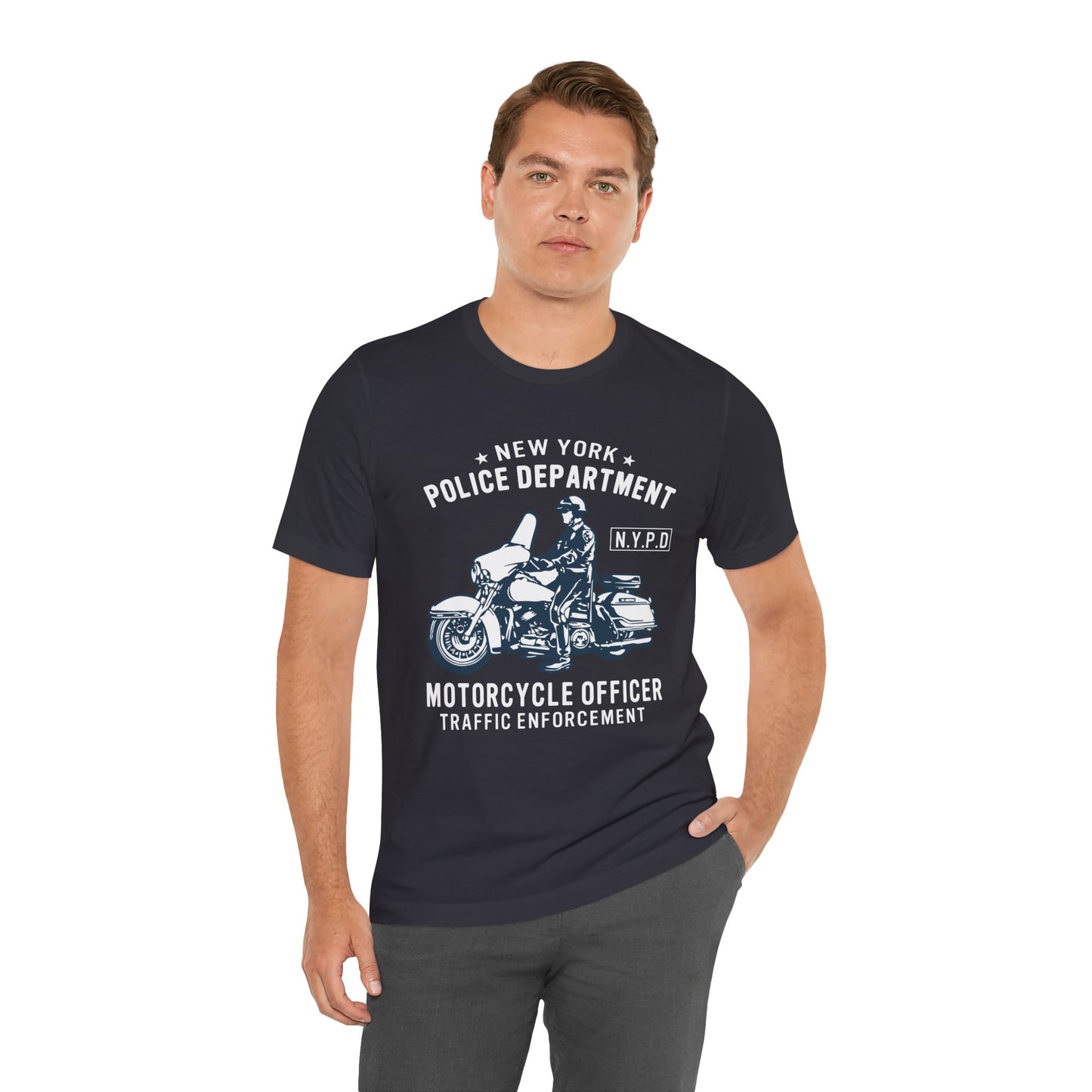 NY Police Department, Motorcycle Officer - Unisex Jersey Short Sleeve Tee - 13252