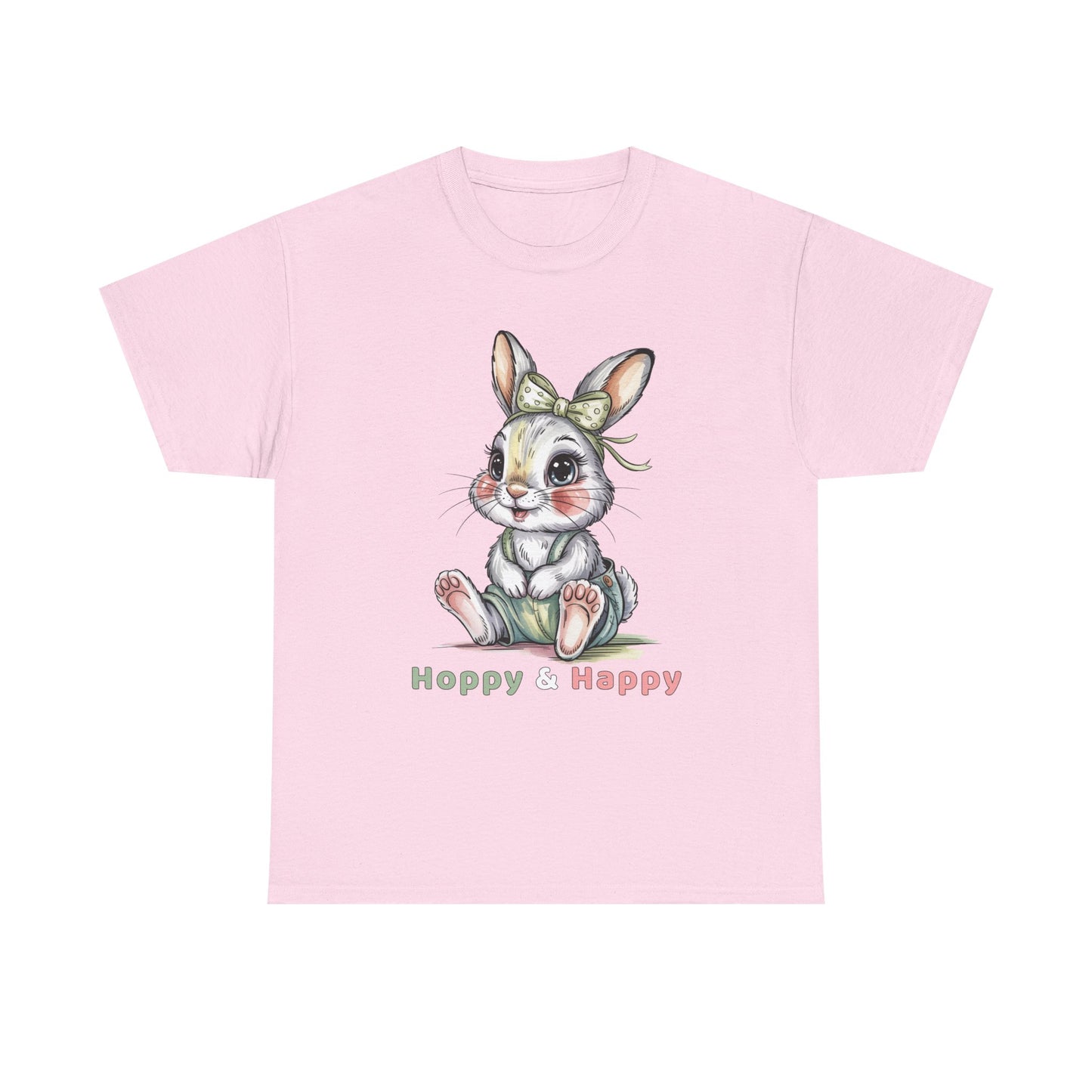 Cute Bunny T-Shirt – “Hoppy & Happy” Easter Rabbit Tee Gift for Kids & Adults - 14848