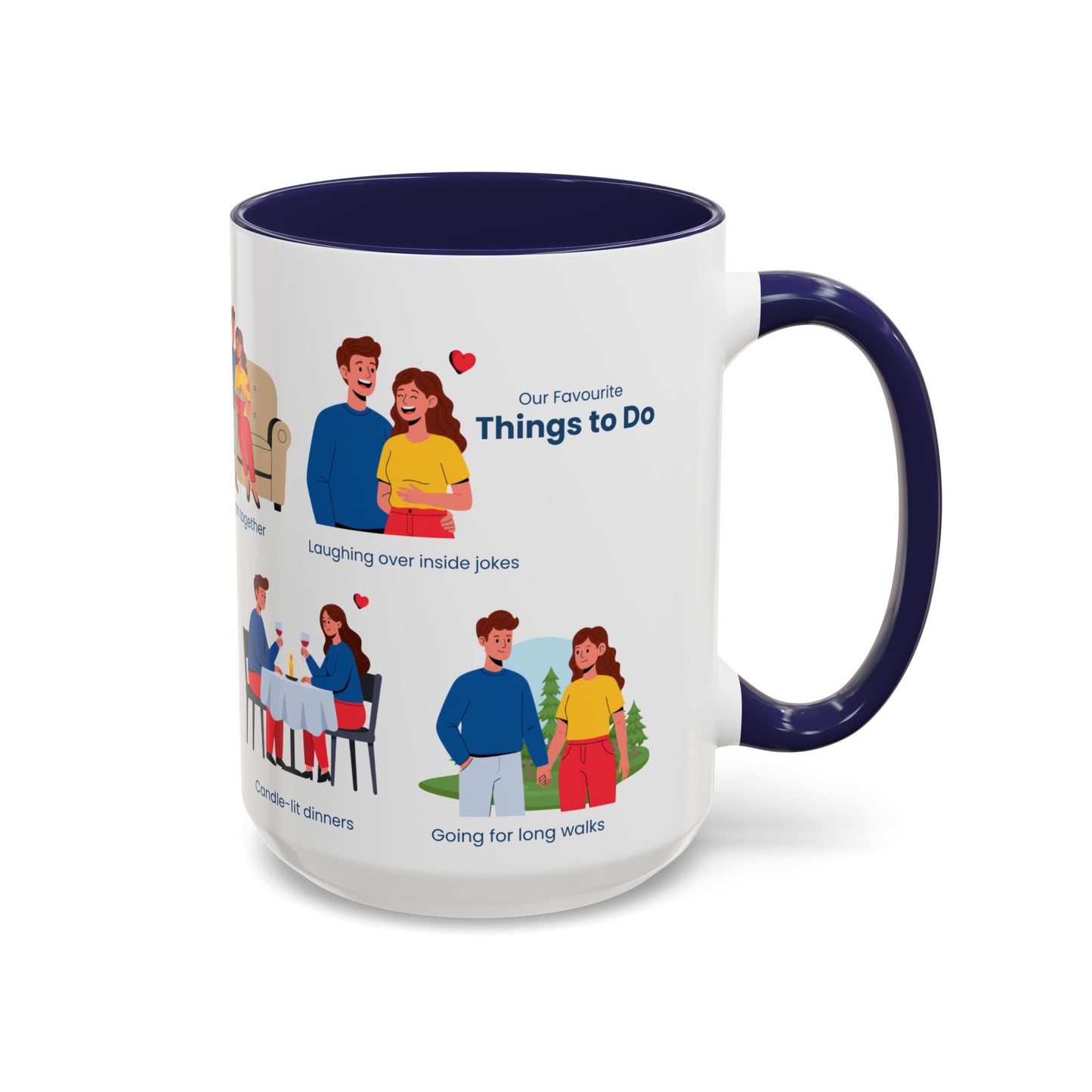 Our Favorite Things to Do Valentine’s Mug – Cozy Couples Illustrated Accent Coffee Mug - 14704