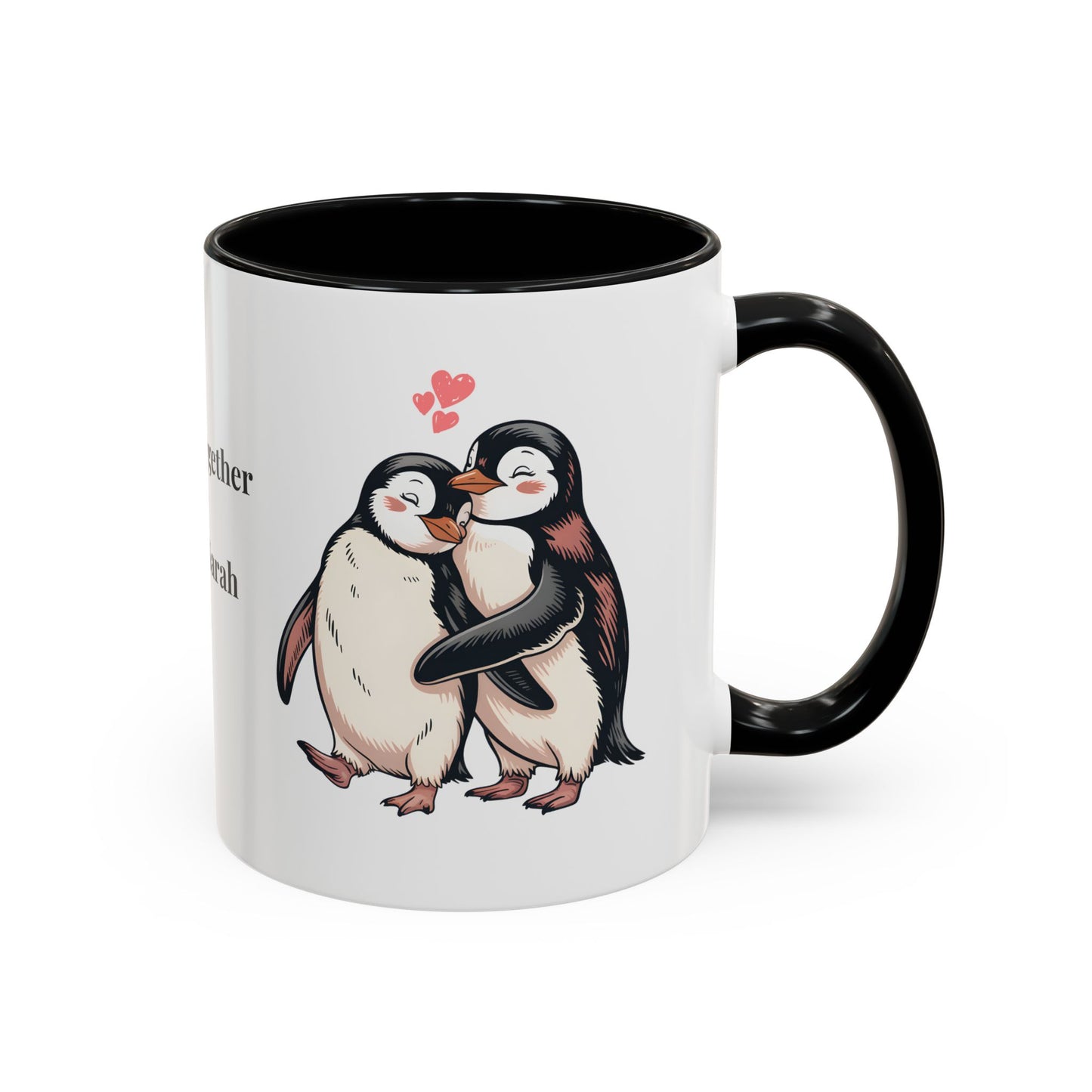 Always Together Personalized Coffee Mug — Penguin Couple with Custom Names & Established Date (11/15 oz) - 14744