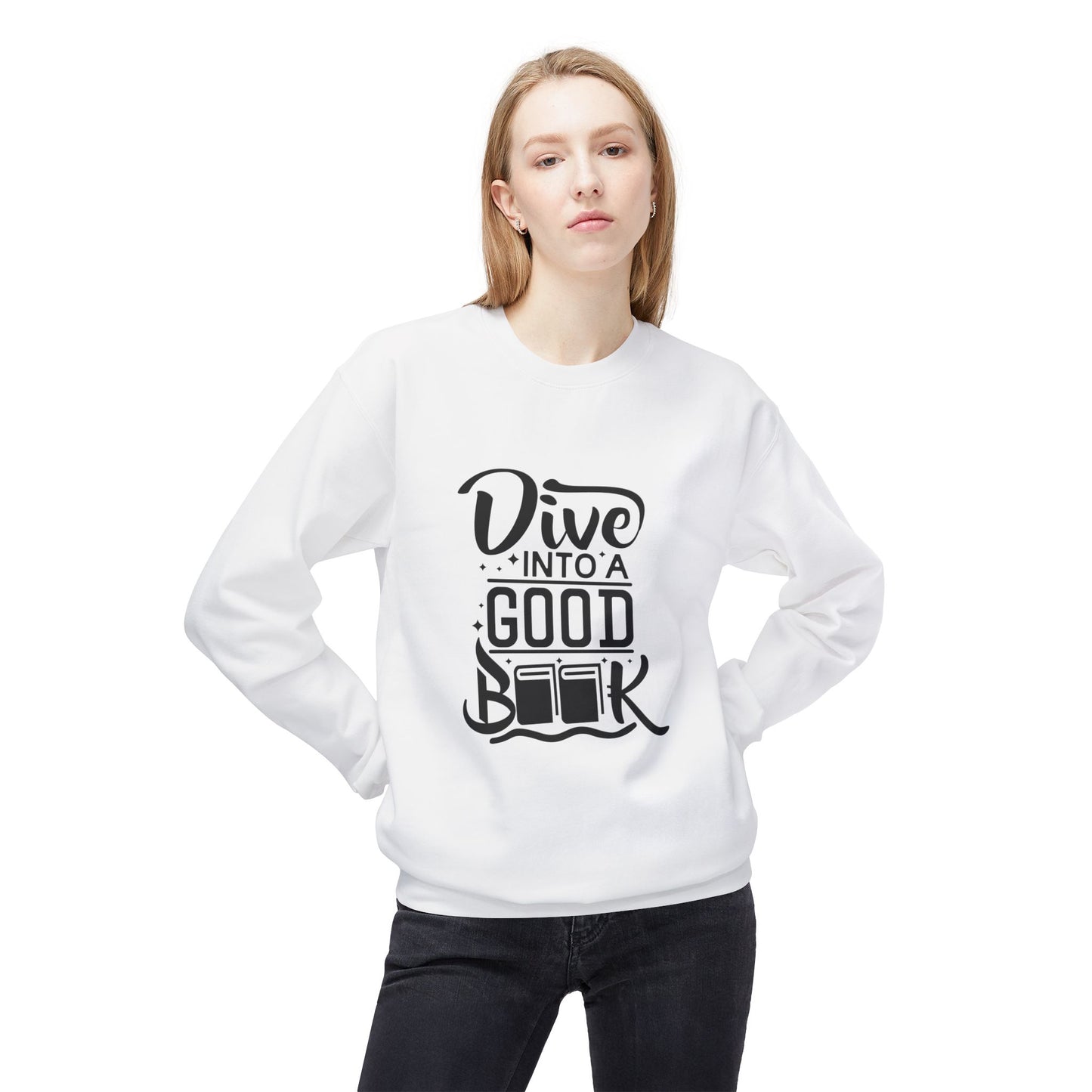 Dive Into A Good Book - Unisex Midweight Softstyle Fleece Crewneck Sweatshirt - 10694