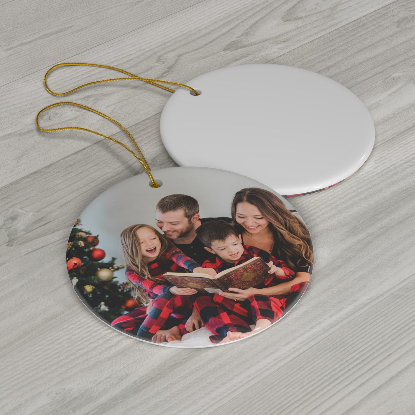 Christmas, Family Photo - Ceramic Ornament, 4 Shapes