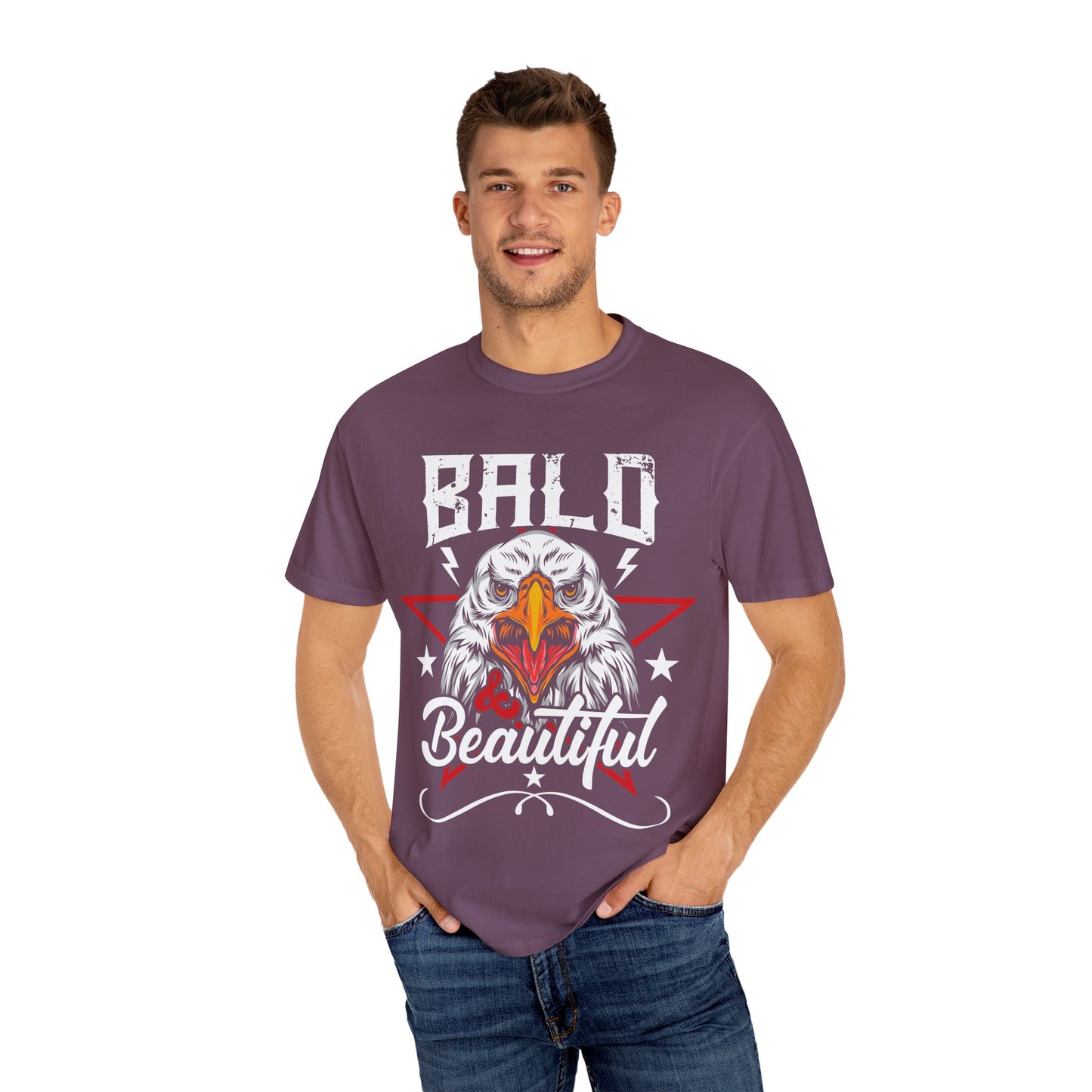 American Eagle, Bald is Beautiful T-Shirt, Unisex Garment-Dyed Tee - 13491