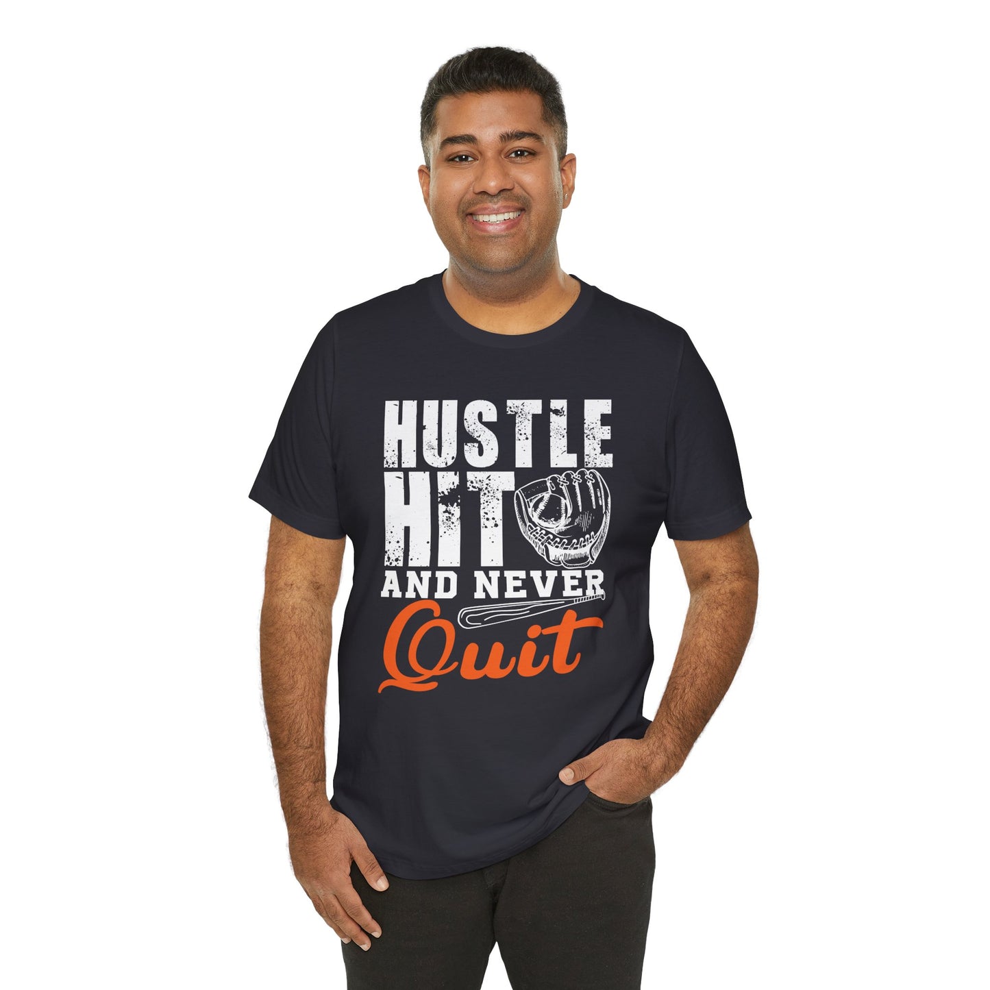 Baseball: Hustle Hit And Never Quit - Unisex Jersey Short Sleeve Tee - 13859