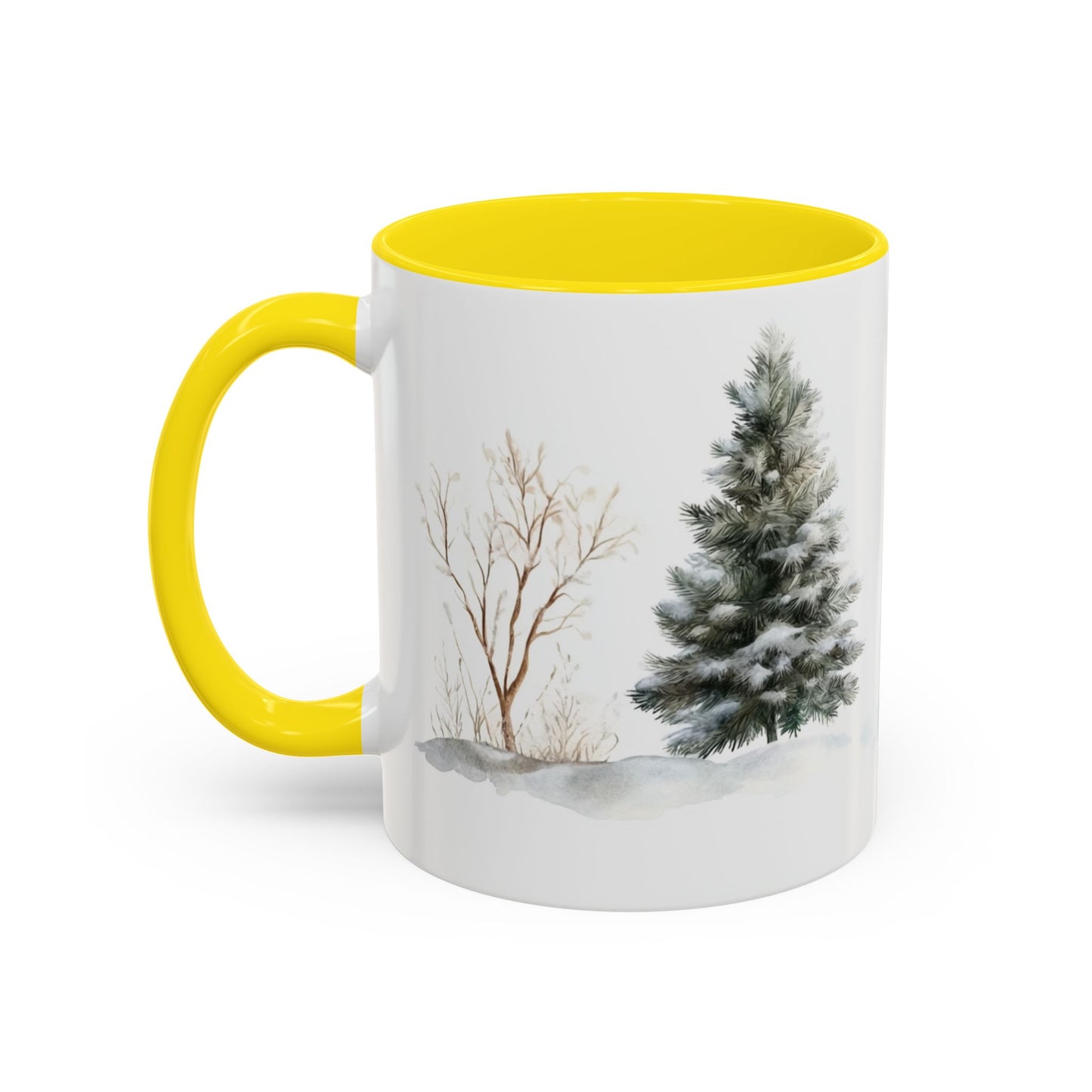 Winter Tree, Snowman & Puppy - Accent Coffee Mug (11, 15oz) - 10404